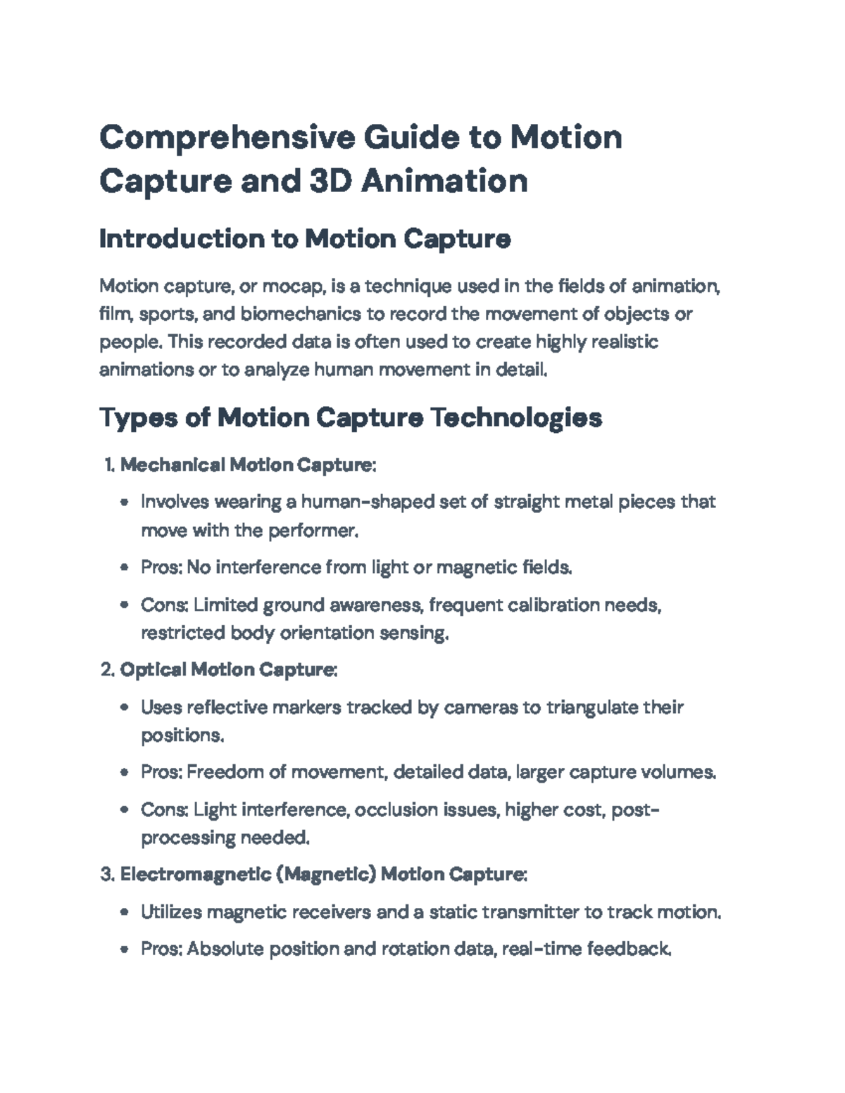 Comprehensive Guide to Motion Capture & 3D Animation Techniques ...