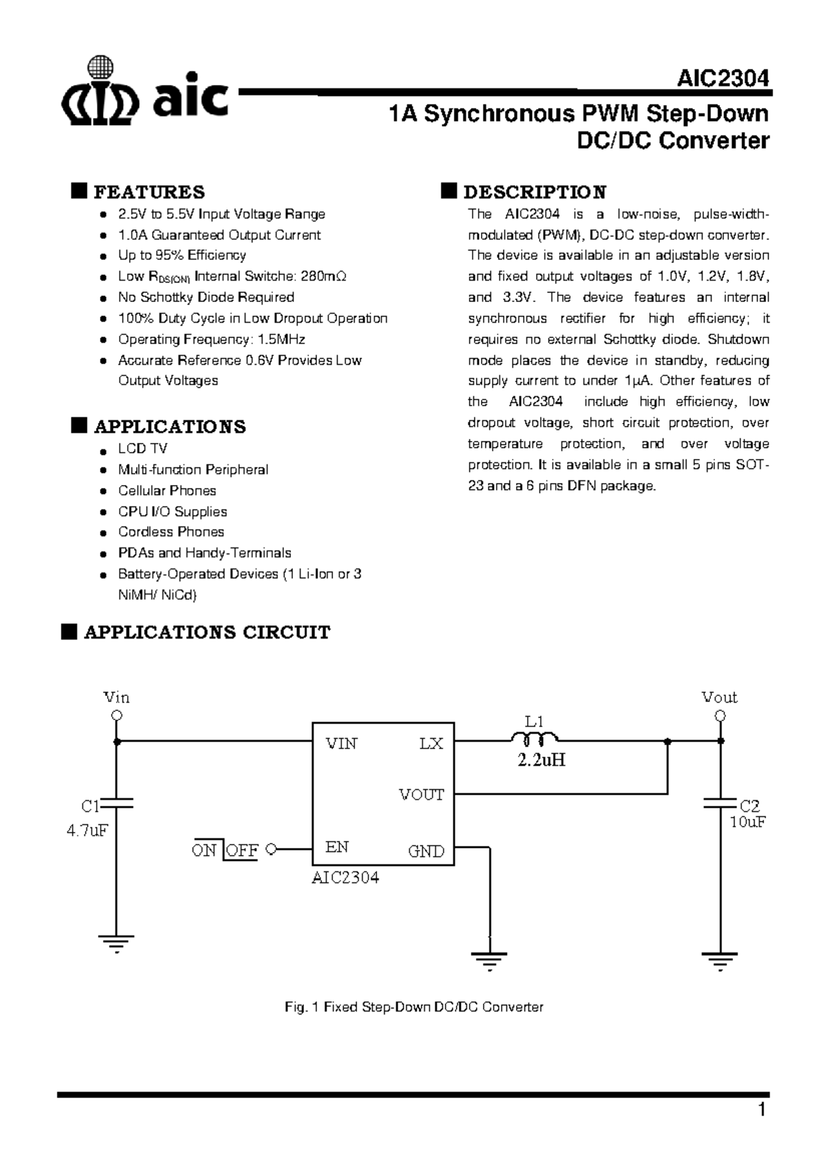 AIC2304 - General Notes on Synchronous PWM Converter Features - Studocu