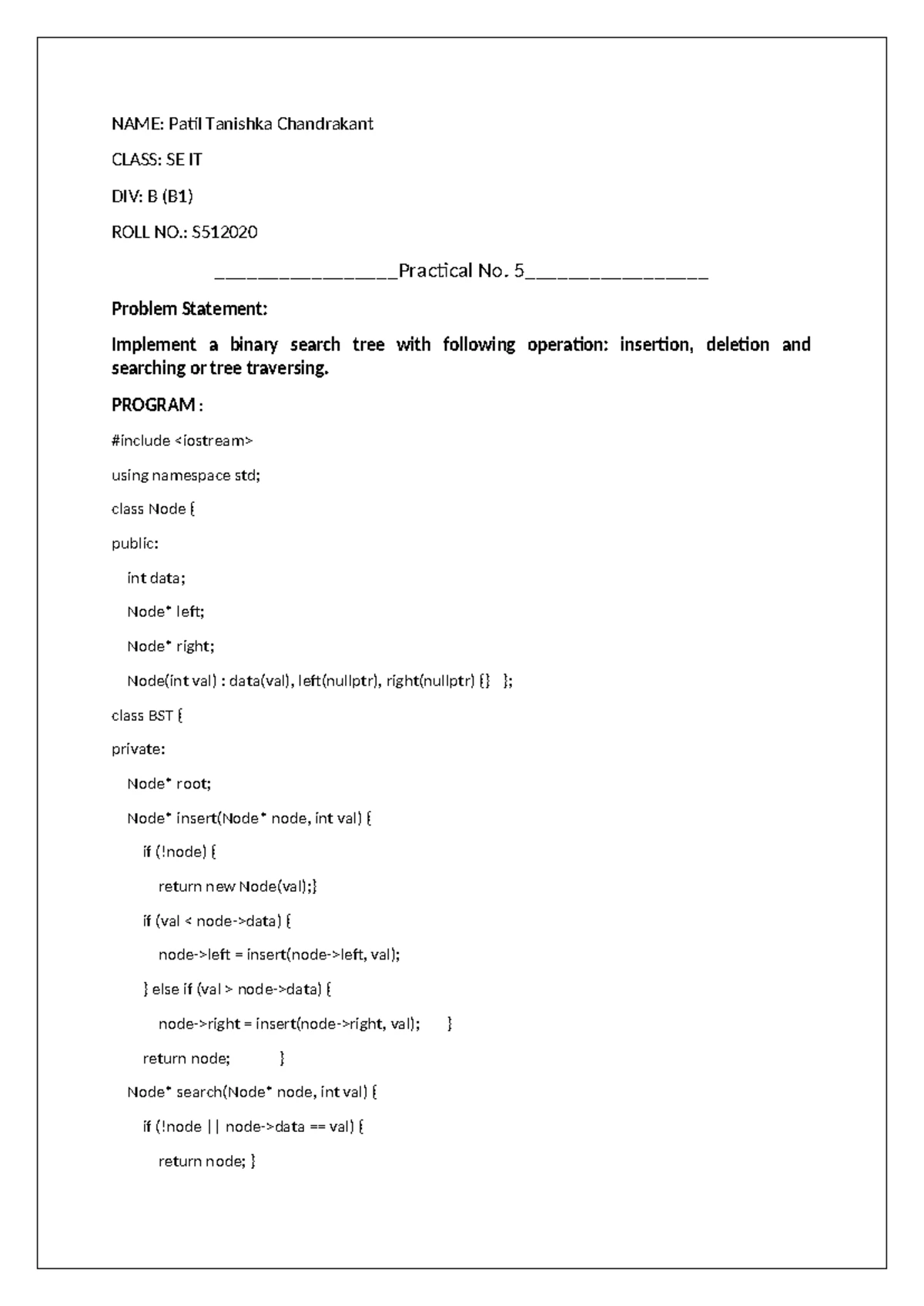 CPP practical 4 - - Studocu