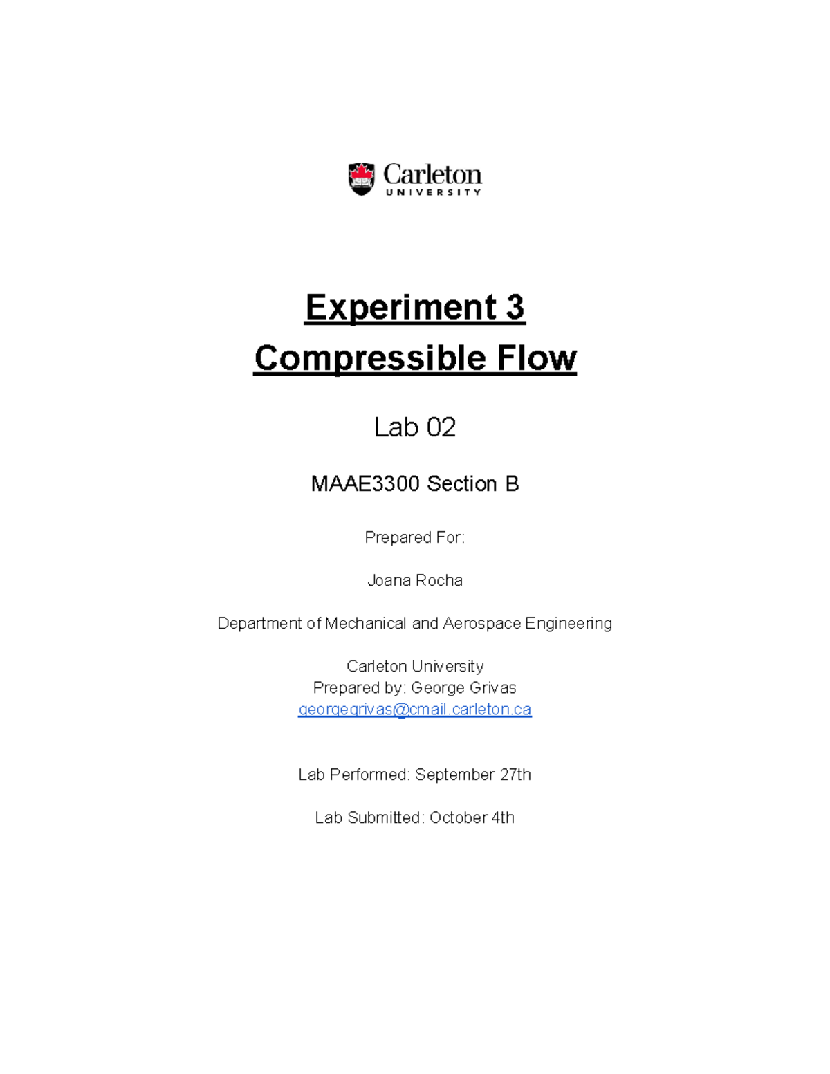 MAAE3300 B Lab 02: Experiment 3 - Compressible Flow Analysis - Studocu