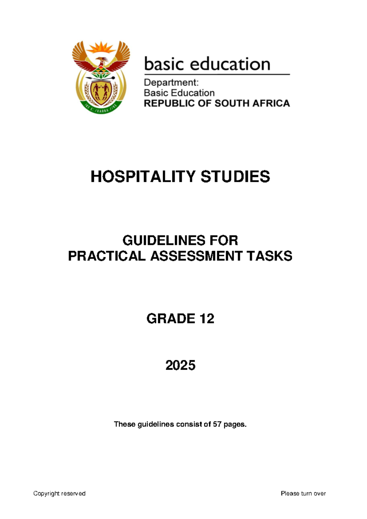 Hospitality Studies Practical Assessment Task Guidelines GR 12 2025 ...