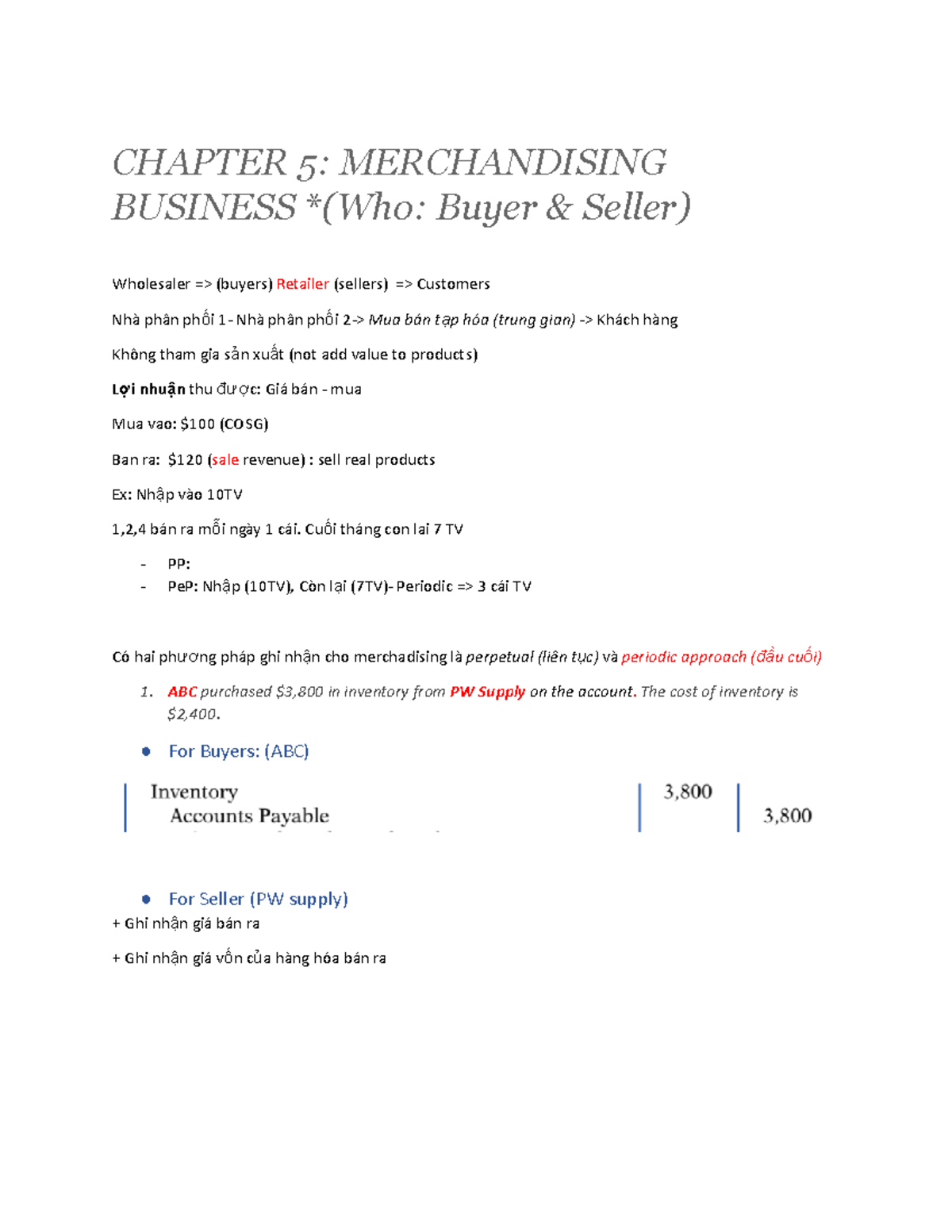 CHAP 5 - rrrrrr - CHAPTER 5: MERCHANDISING BUSINESS *(Who: Buyer ...