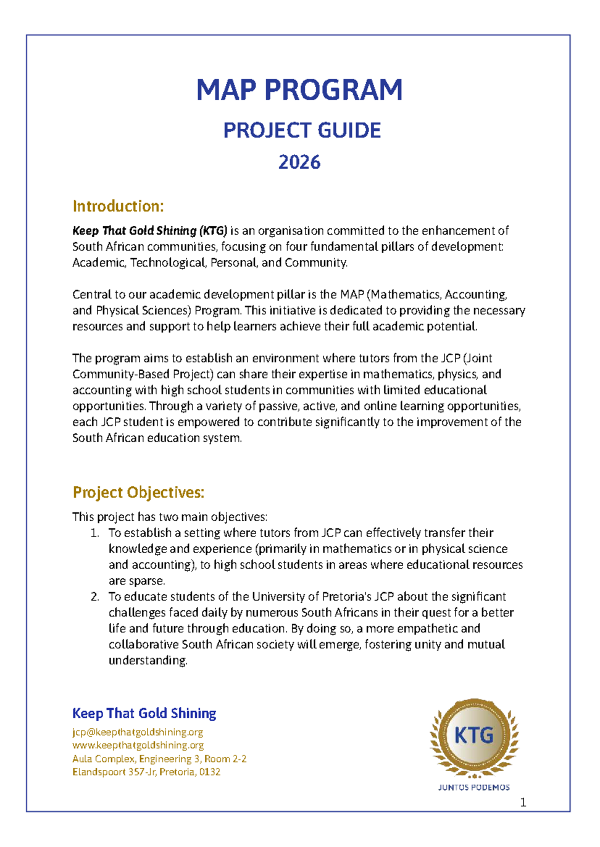 MAP Program Project Guide 2026: Enhancing Education in SA Communities ...