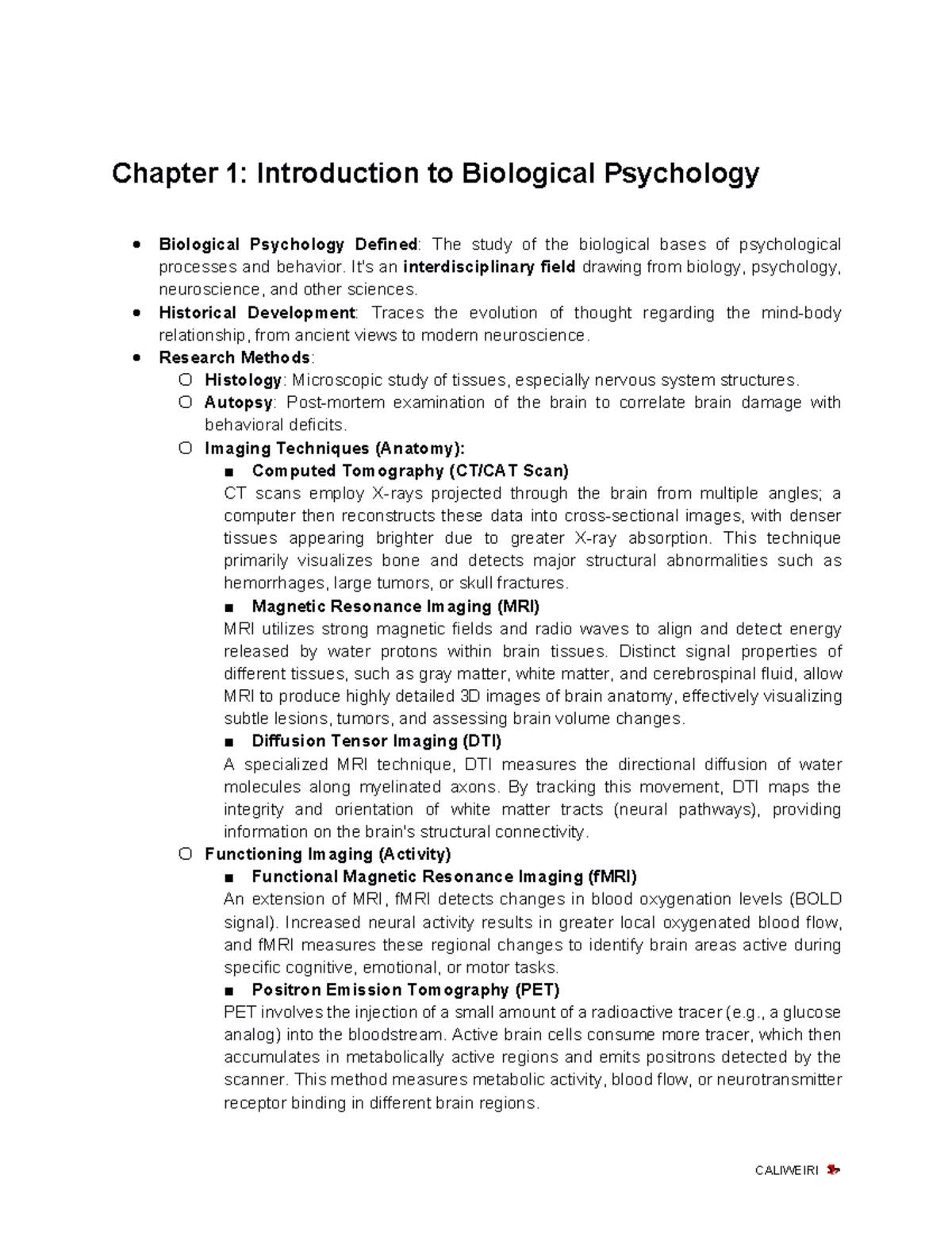 Biopsyc 101: Lecture Notes Summary on Biological Psychology - Studocu