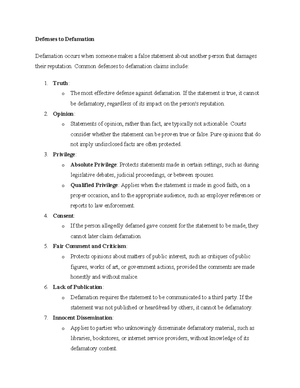 Defenses and Damages in Defamation Cases: A Comprehensive Overview ...