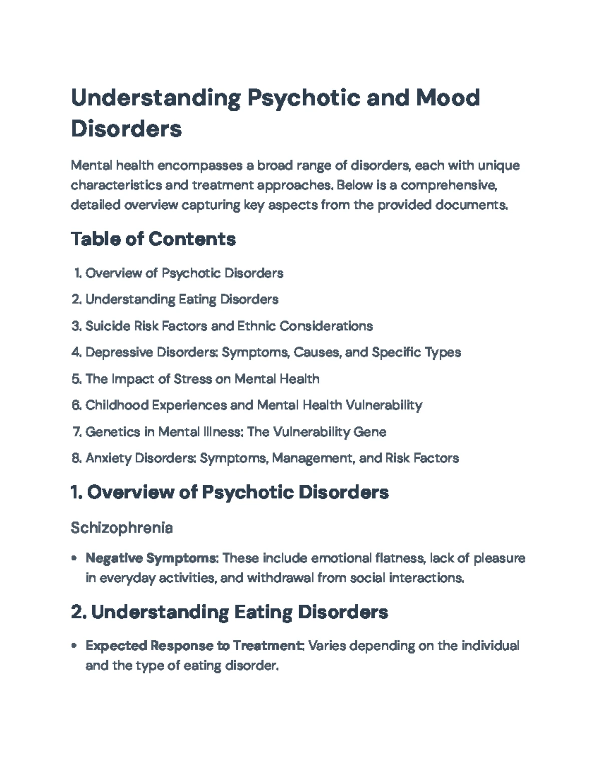 Nursing 205 Exam 3 Study Guide: Psychotic and Mood Disorders Overview ...