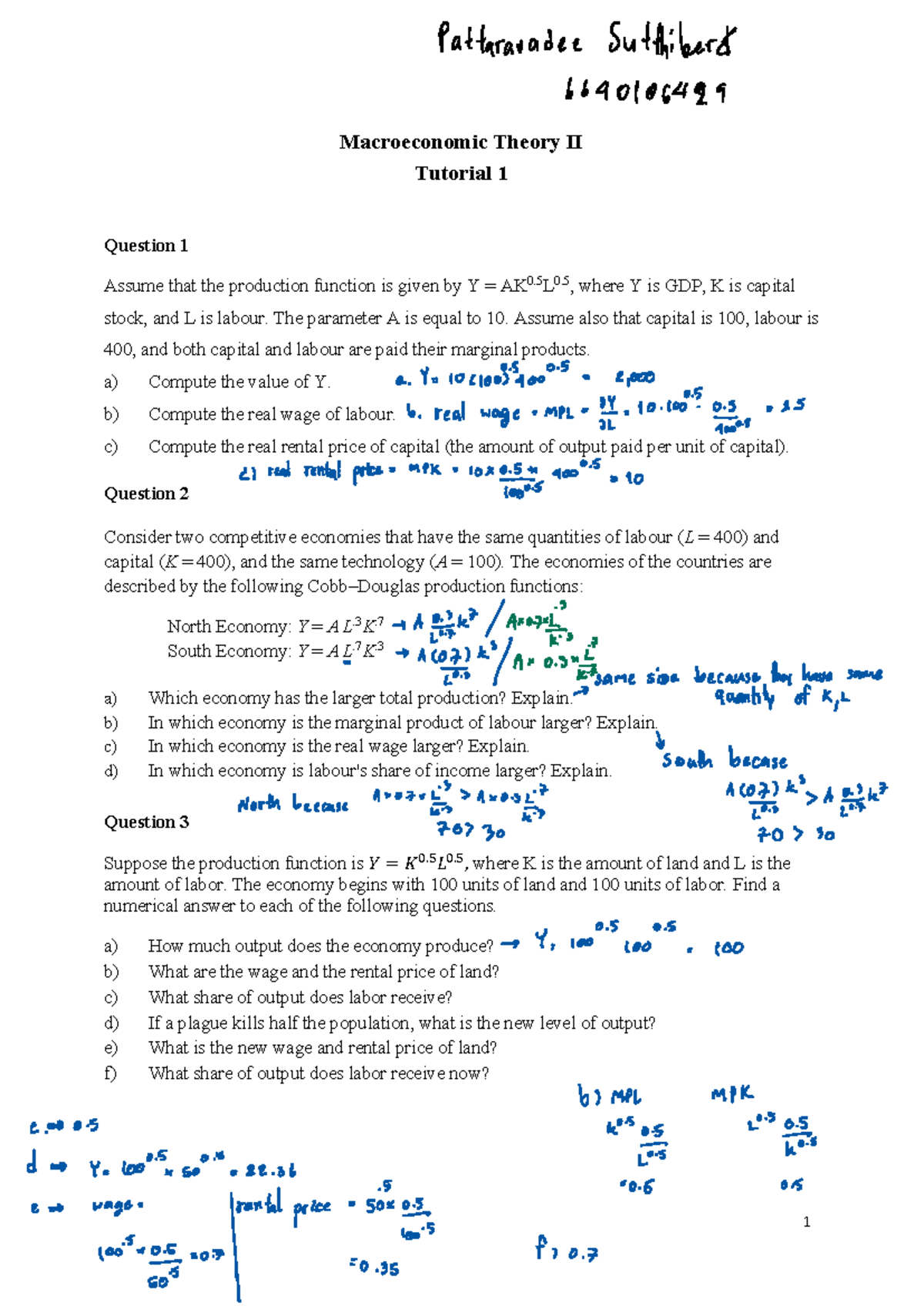 HW1 Macroeconomic Theory II Practice for Course 2940309 - Studocu