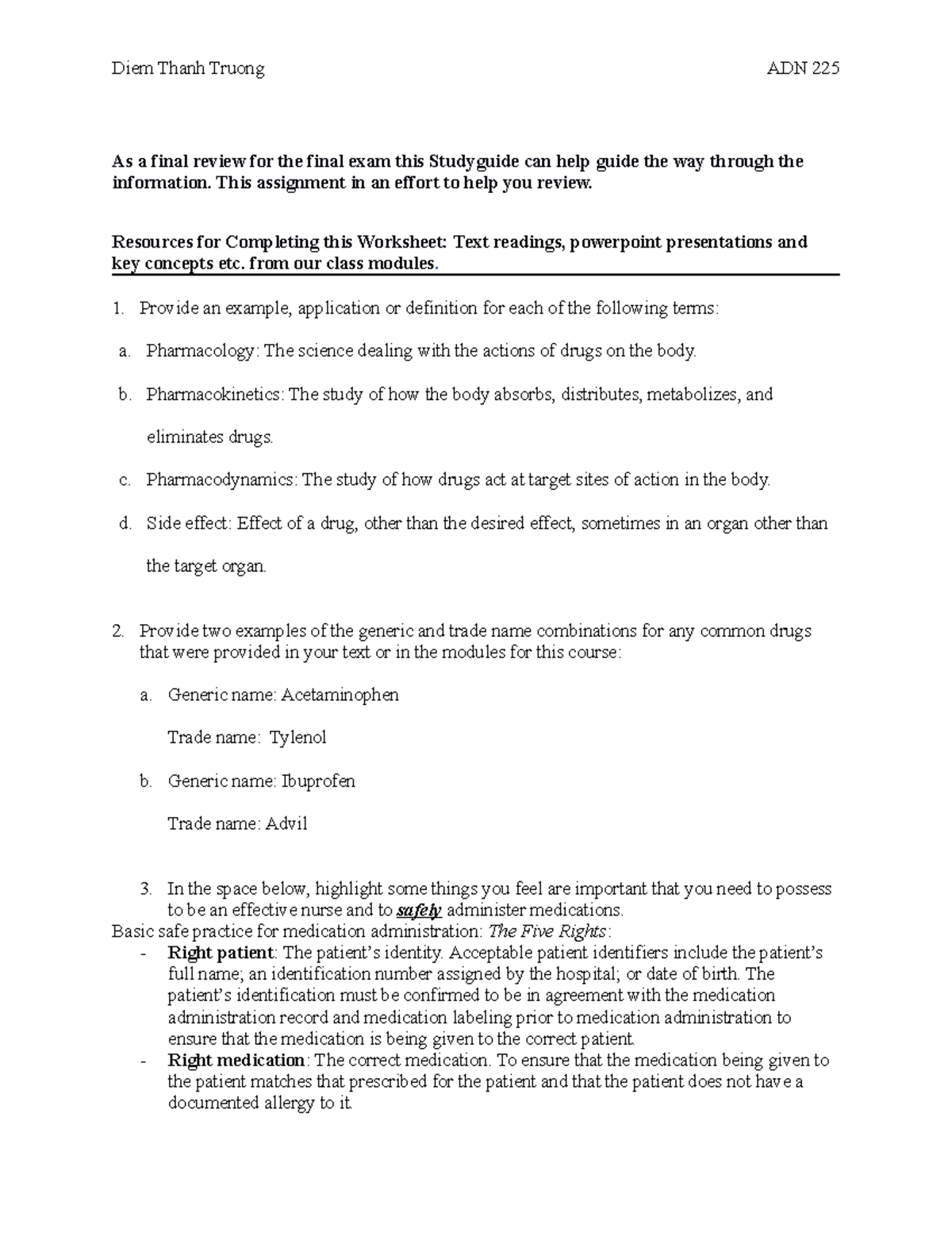 Pharmacology Review Study Guide for Final Exam (PHARM 101) - Studocu