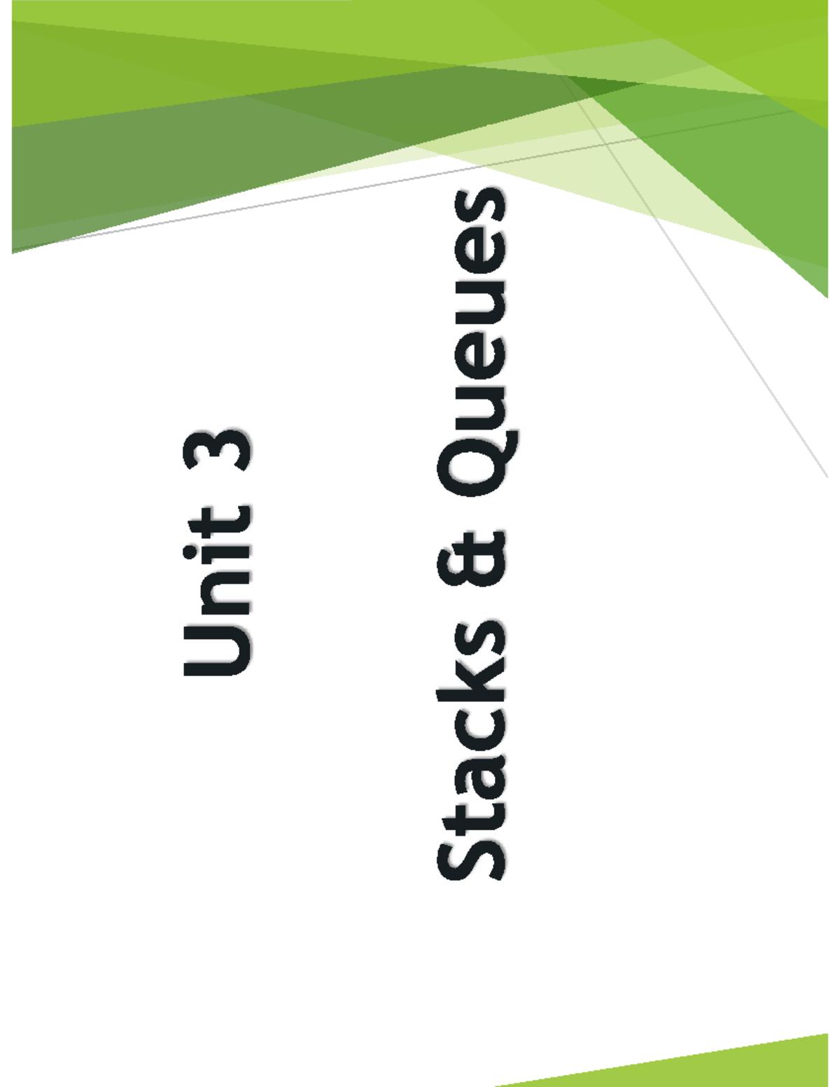 Stacks and Queues Unit 3: Introduction to Stack Data Structure - Studocu