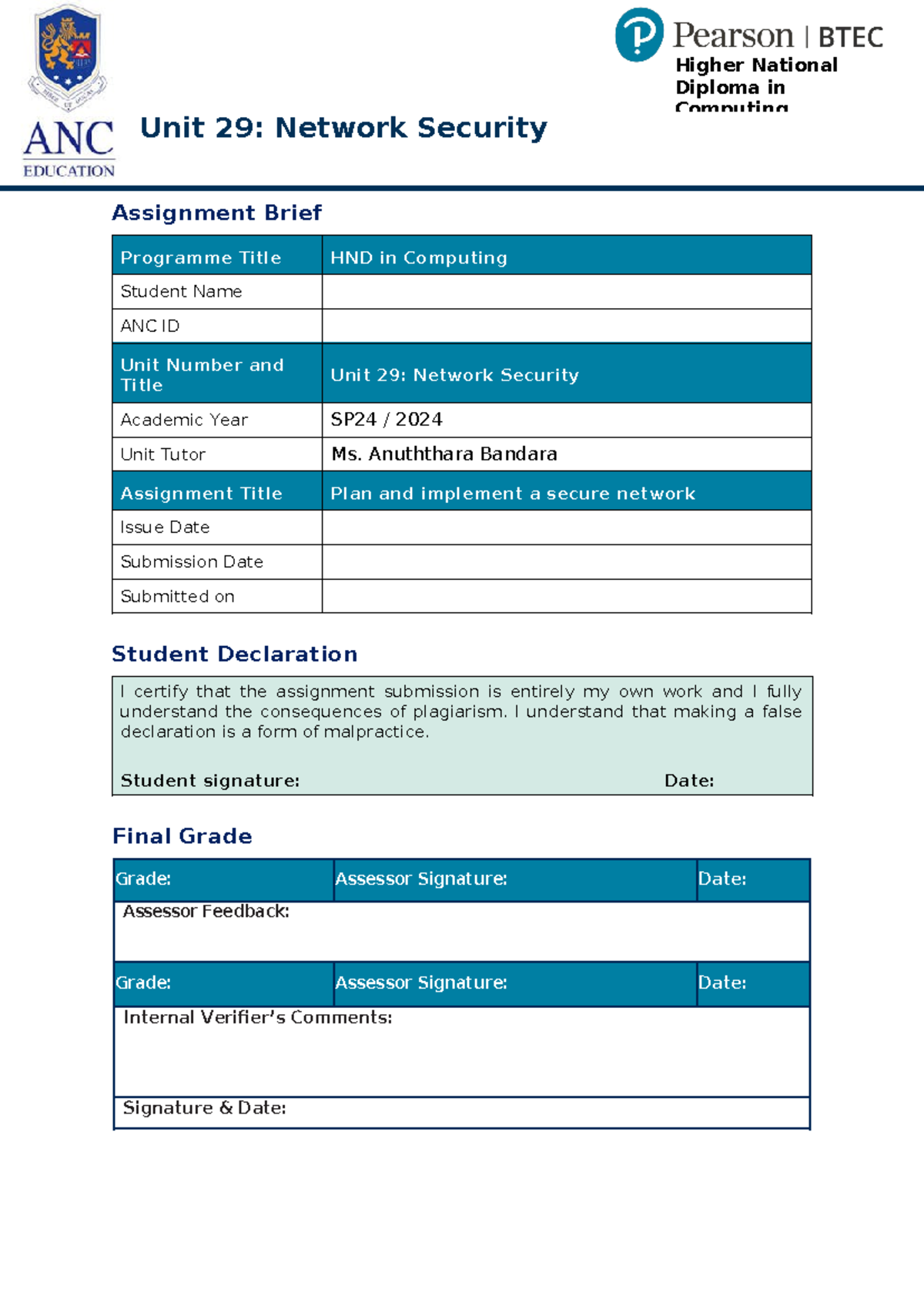 Unit 29 Network Security: Secure Network Implementation Assignment ...