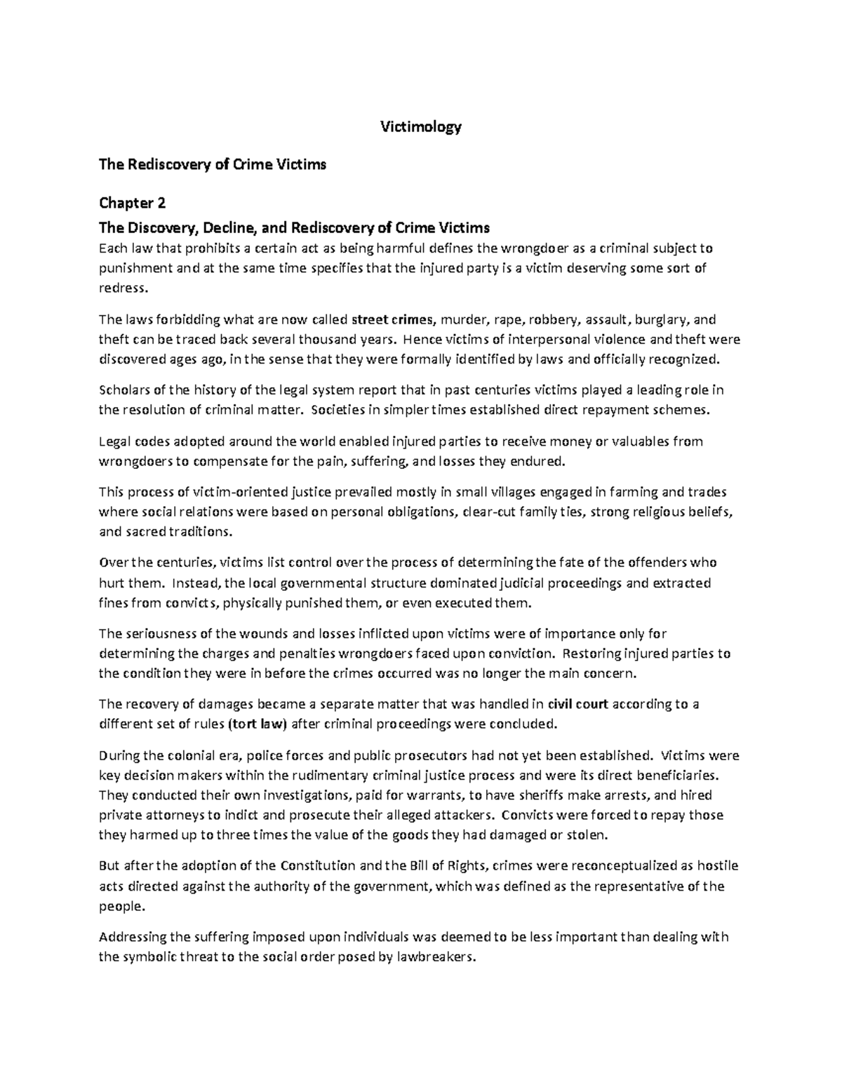 Victimology 101: Examining the Evolution of Crime Victims' Rights - Studocu