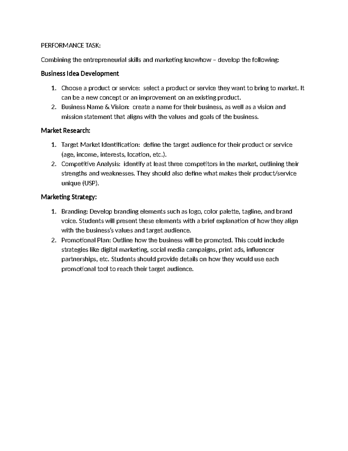 Performance Task 1: Developing an Agri-Entrepreneurial Business Plan ...