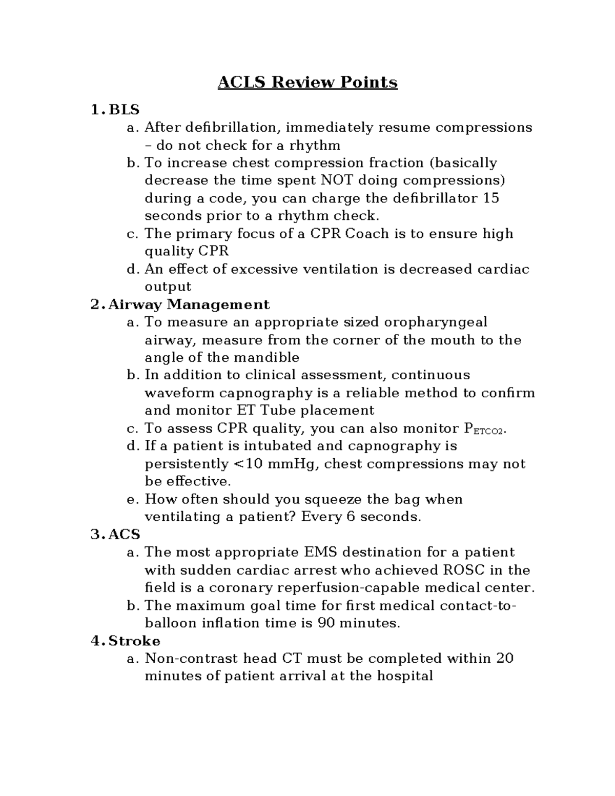 ACLS Review Points: Key Concepts for Effective Resuscitation Techniques ...