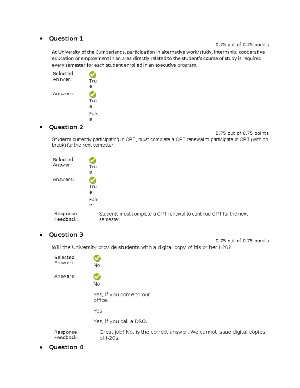 Module 3 Quiz Answers - Test Submission for CPT Regulations - Studocu