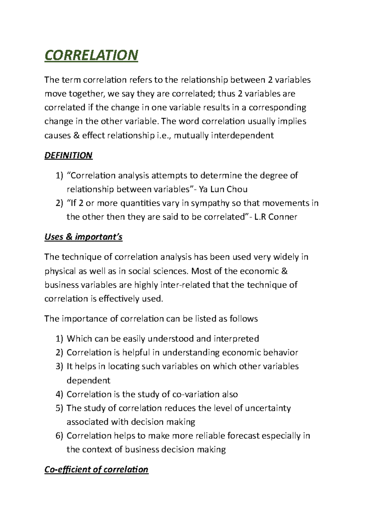 UNIT (79) 4.1 Correlation Analysis and Its Importance in Research - Studocu
