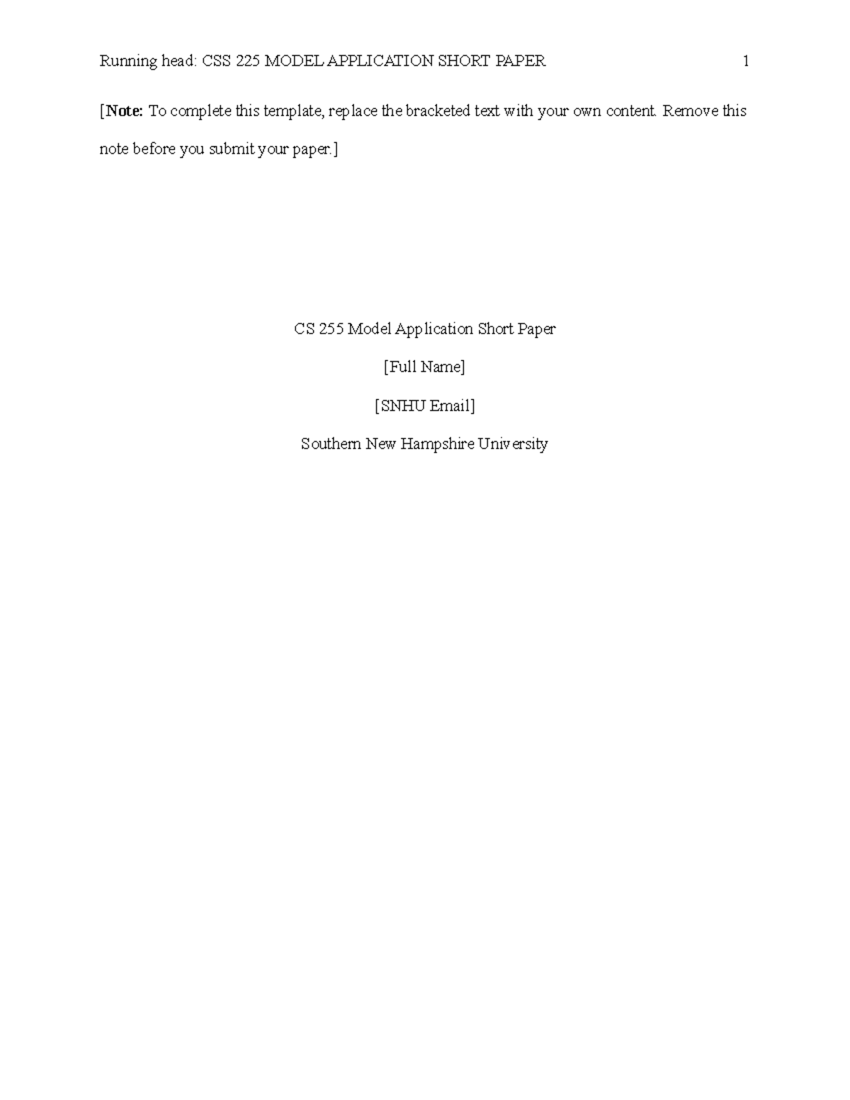 CS 255 Model Application Short Paper Template for DriverPass Design ...