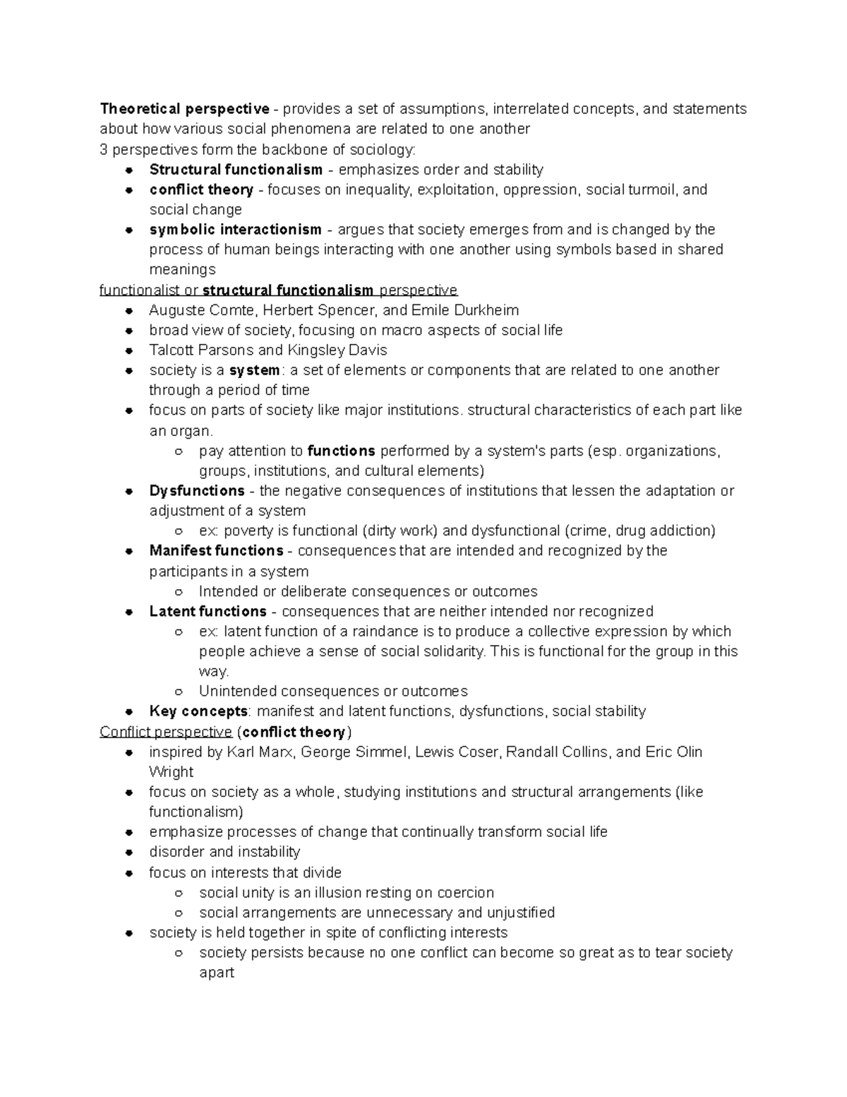 Soc - Week 3 - Theoretical Paradigms: Structural, Conflict ...