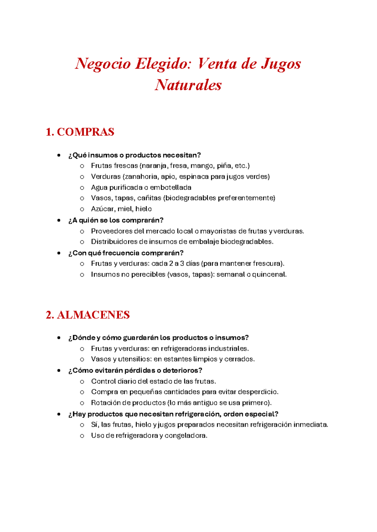 Taller Paolo Plasencia: Plan de Negocio para Venta de Jugos Naturales ...