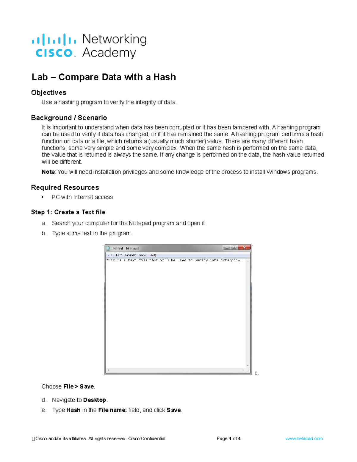 1.2.1.3 Lab - Data Integrity Verification Using Hash Functions - Studocu
