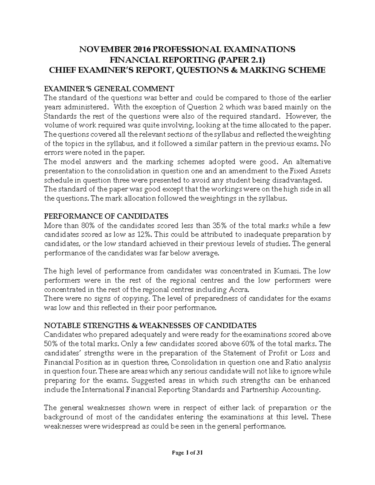 4NOV 2016 Financial Reporting Paper 2.1: Chief Report & Performance ...