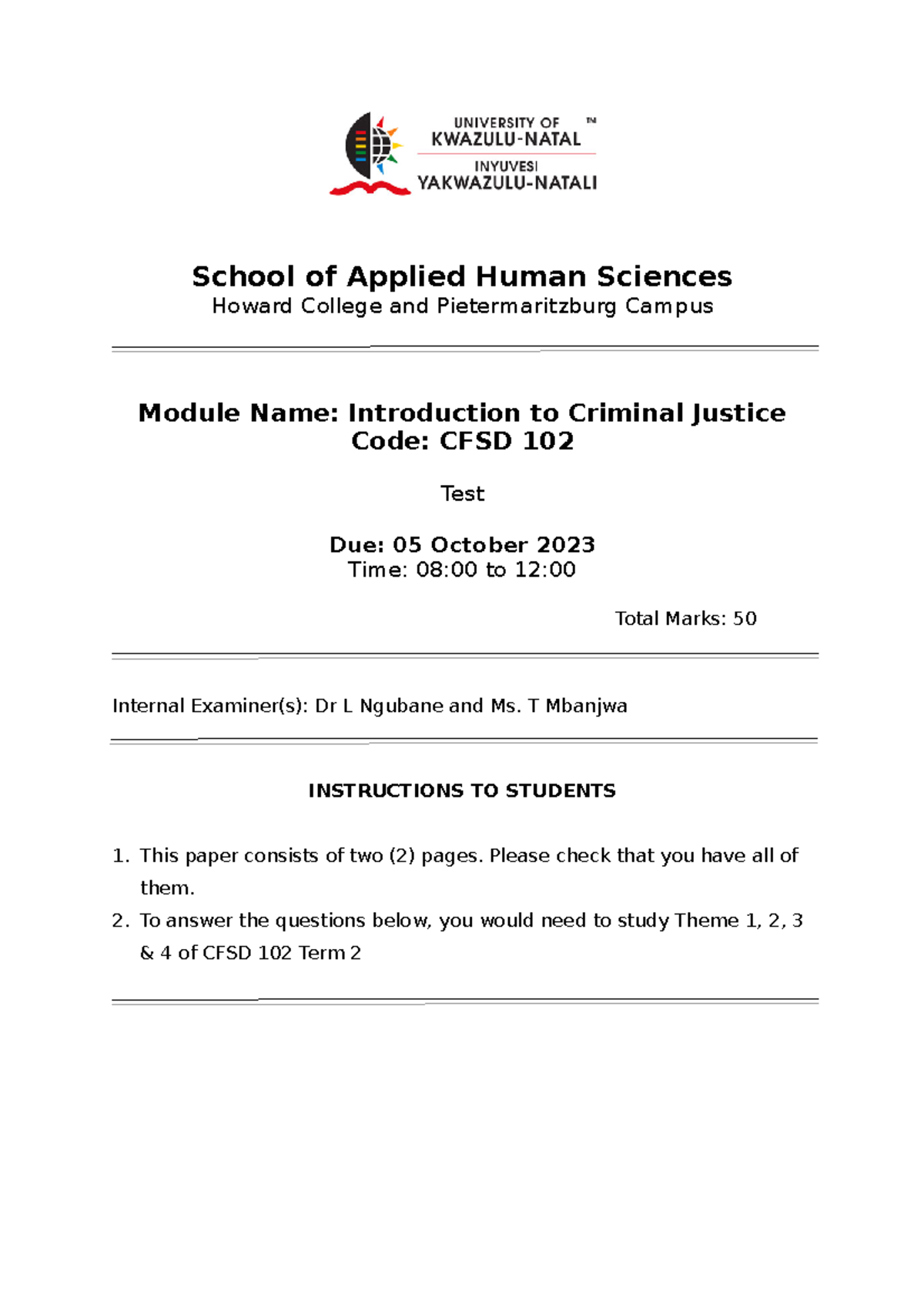 School of Applied Human Sciences- Test - School of Applied Human ...
