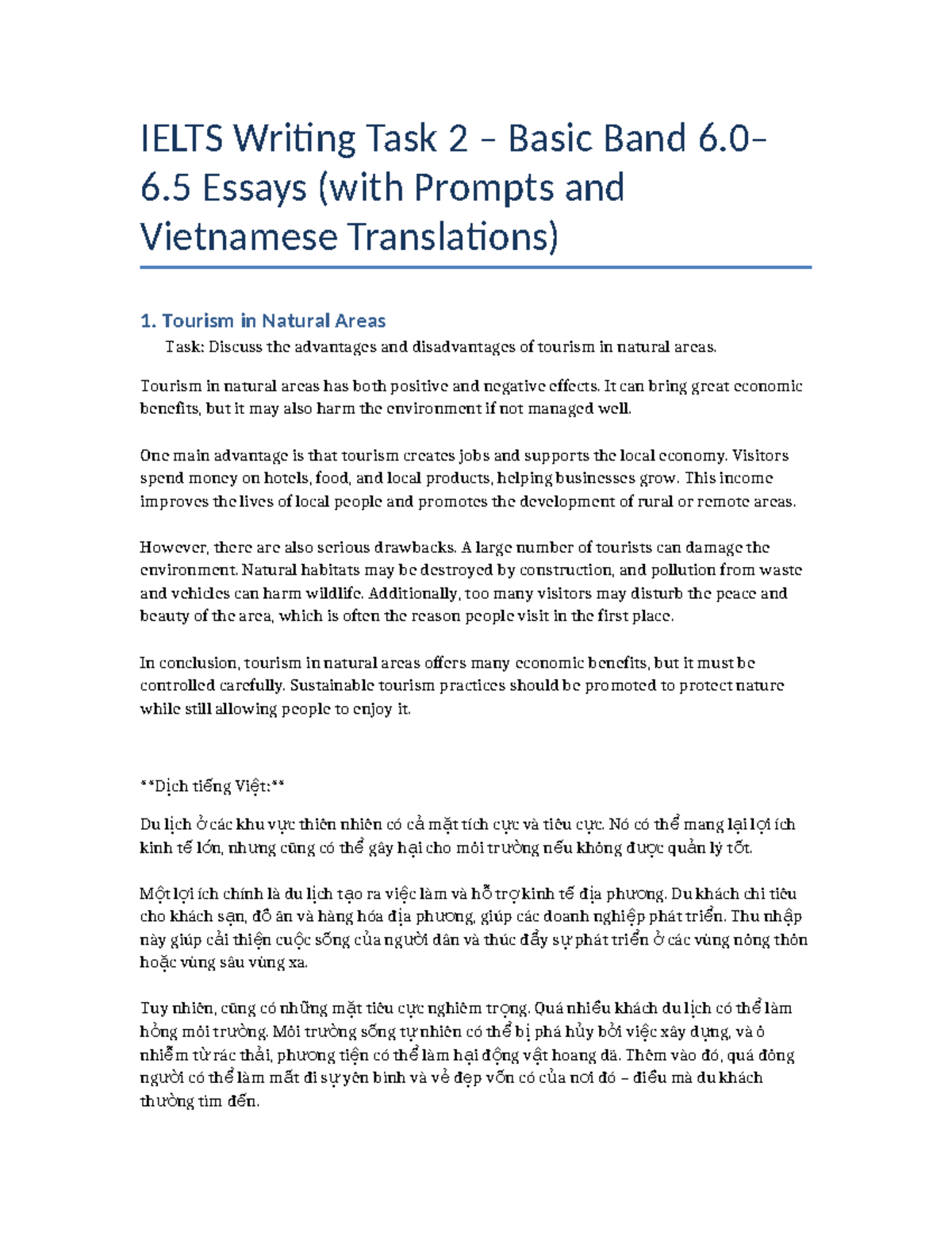 IELTS B2 Writing Essays 1-5: Topics, Prompts & Translations - Studocu