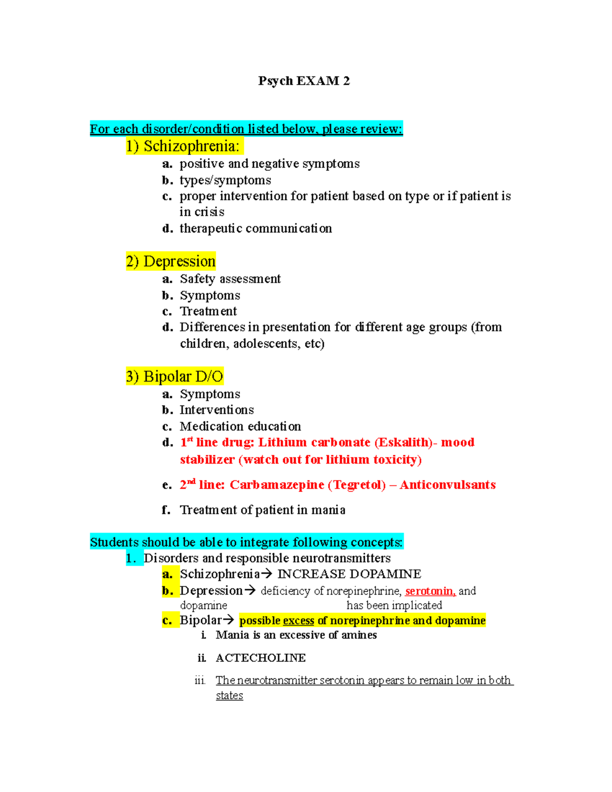 Psych 202 Final Exam Study Guide: Key Concepts & Disorders Review - Studocu