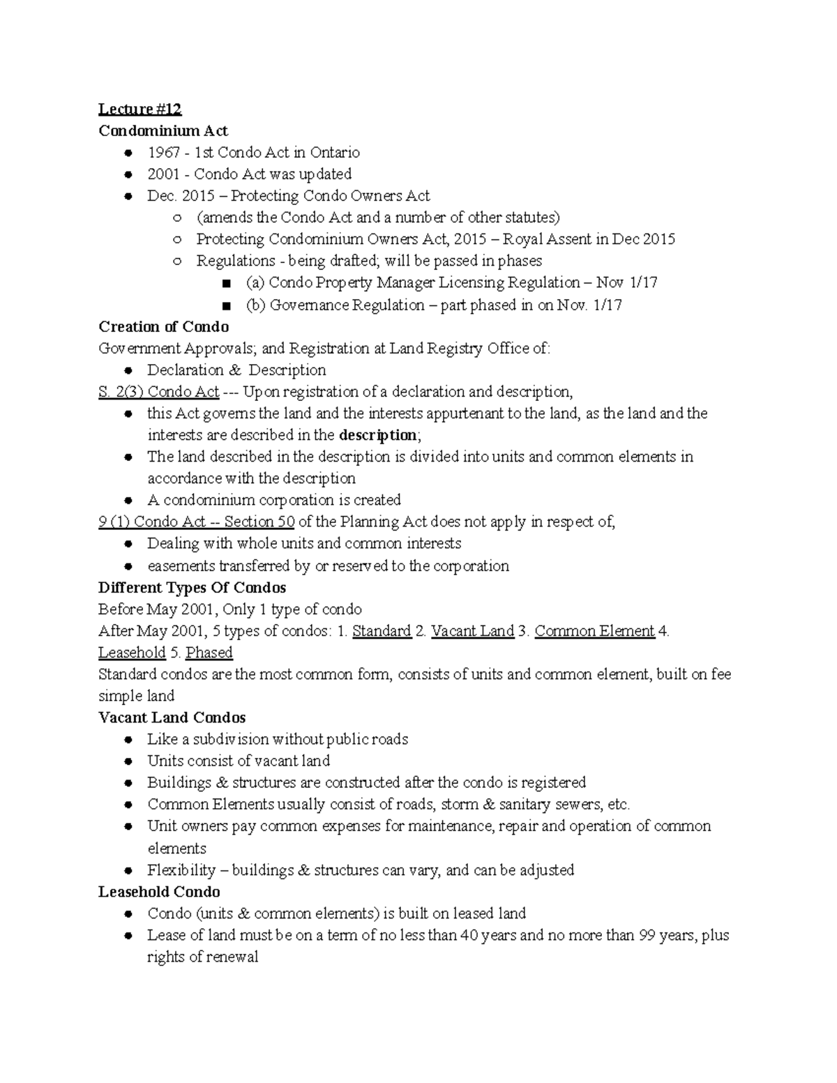 Law notes on the condominium act 1967 and its updates (LAW 2025) - Studocu