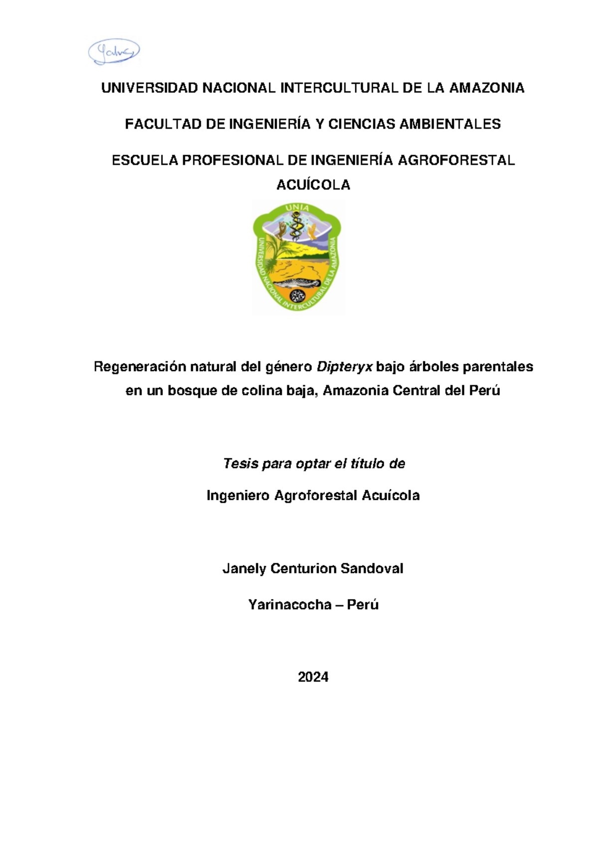 Regeneración Natural del Género Dipteryx en Bosques de Colina Baja ...