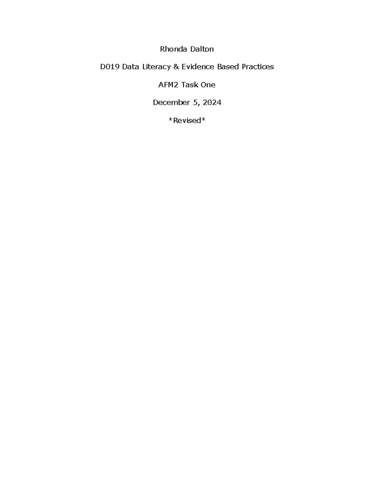R. Dalton - D633 Task 1 - Evaluation of Curriculum Design Gaps and ...