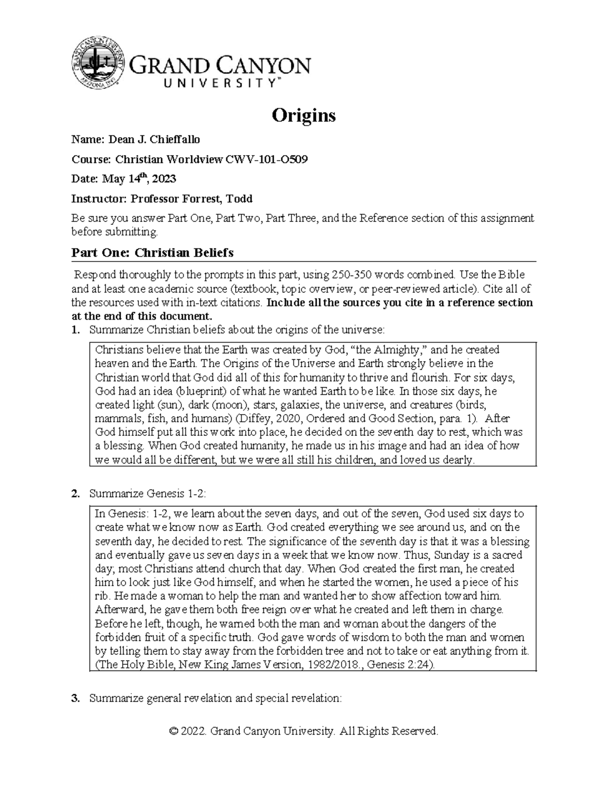CWV-101-301-RS-T2: Understanding Origins in Christian Worldview - Studocu