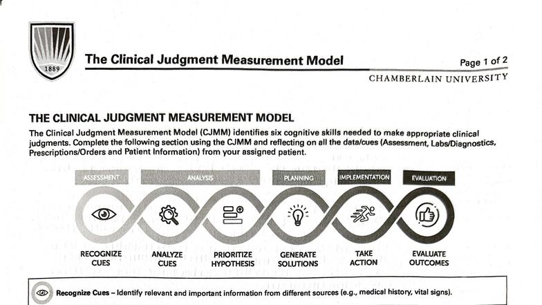 CJMM Analysis: Clinical Judgment Model for Patient Assessment - Studocu