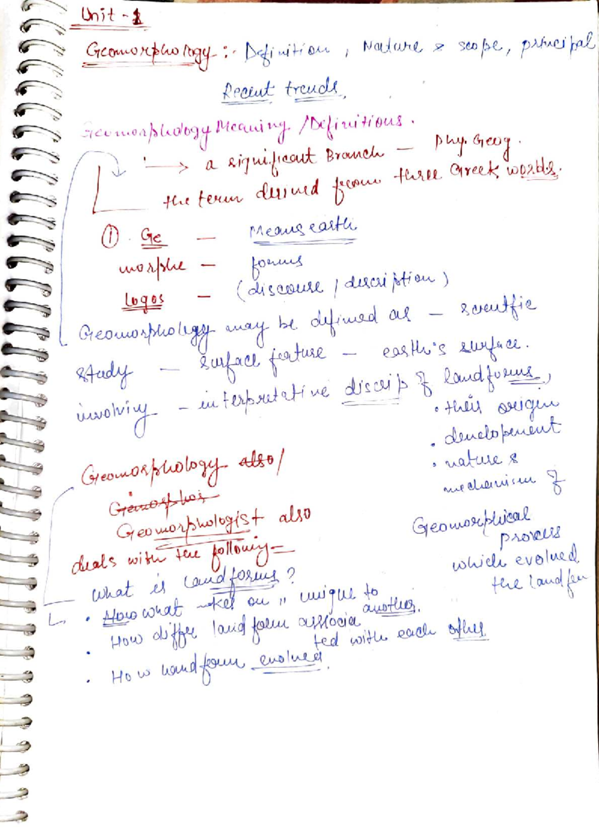 Geomorphology (GEOG 1): Class Notes on Definitions, Processes, and ...