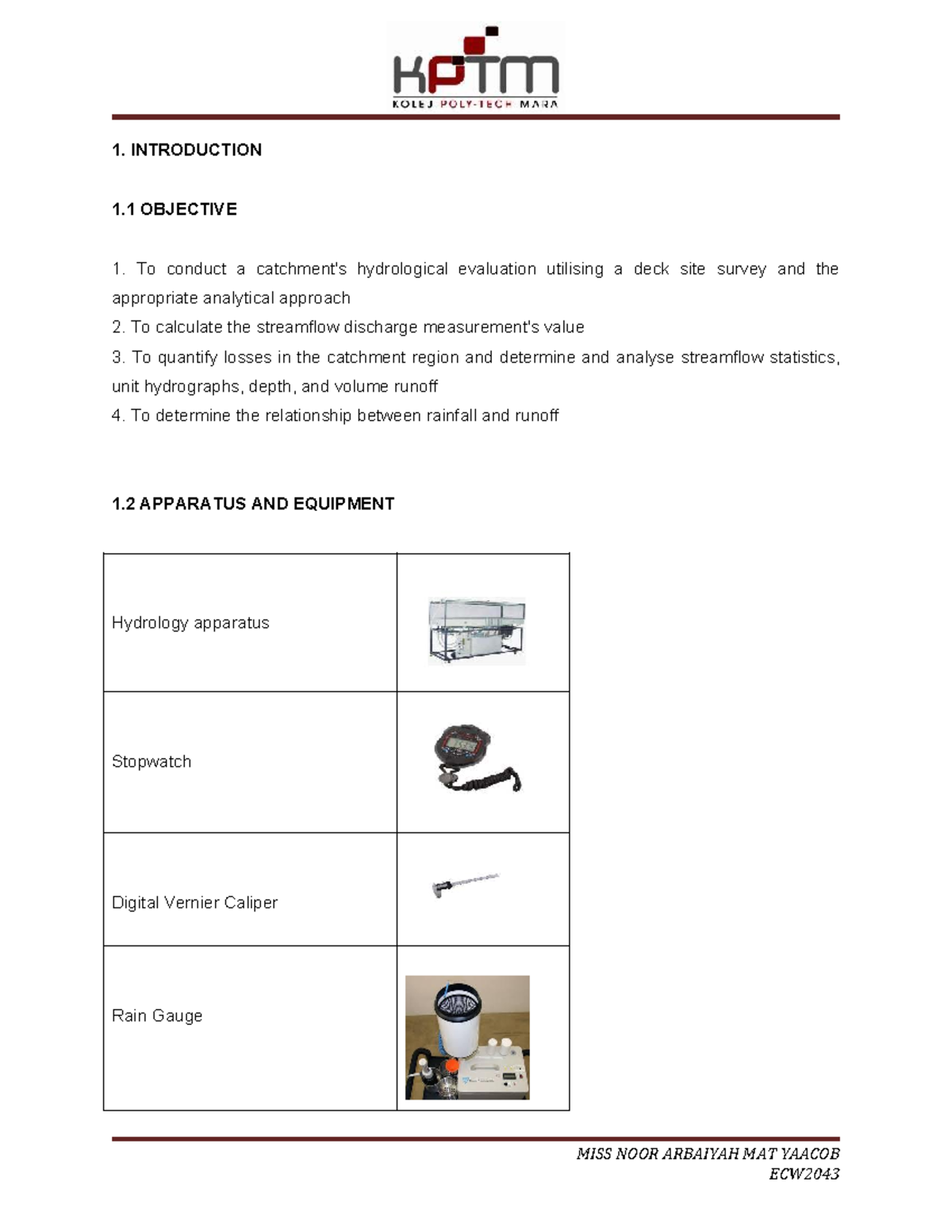 Hydraulic Lab Report: Hydrological Evaluation & Streamflow Analysis ...