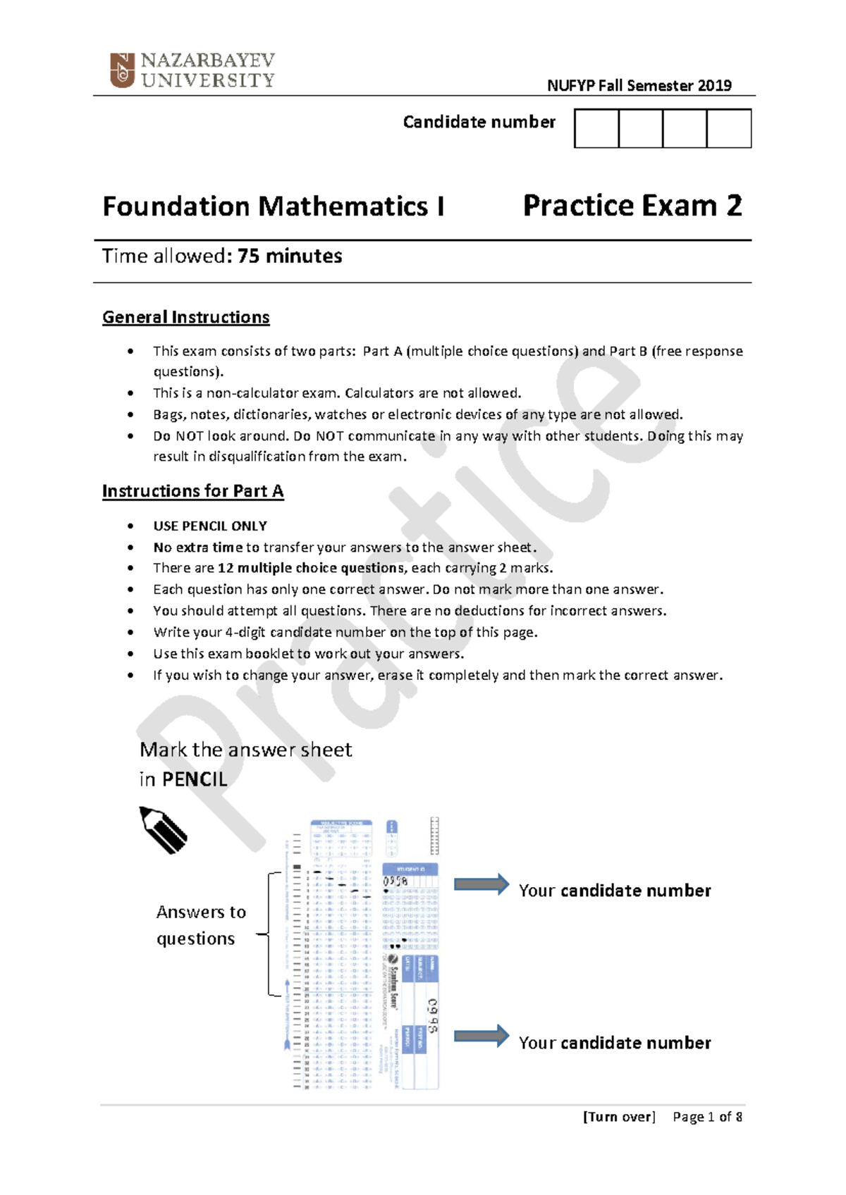 Foundation Mathematics I Practice Exam 2 - Practice Test Questions ...