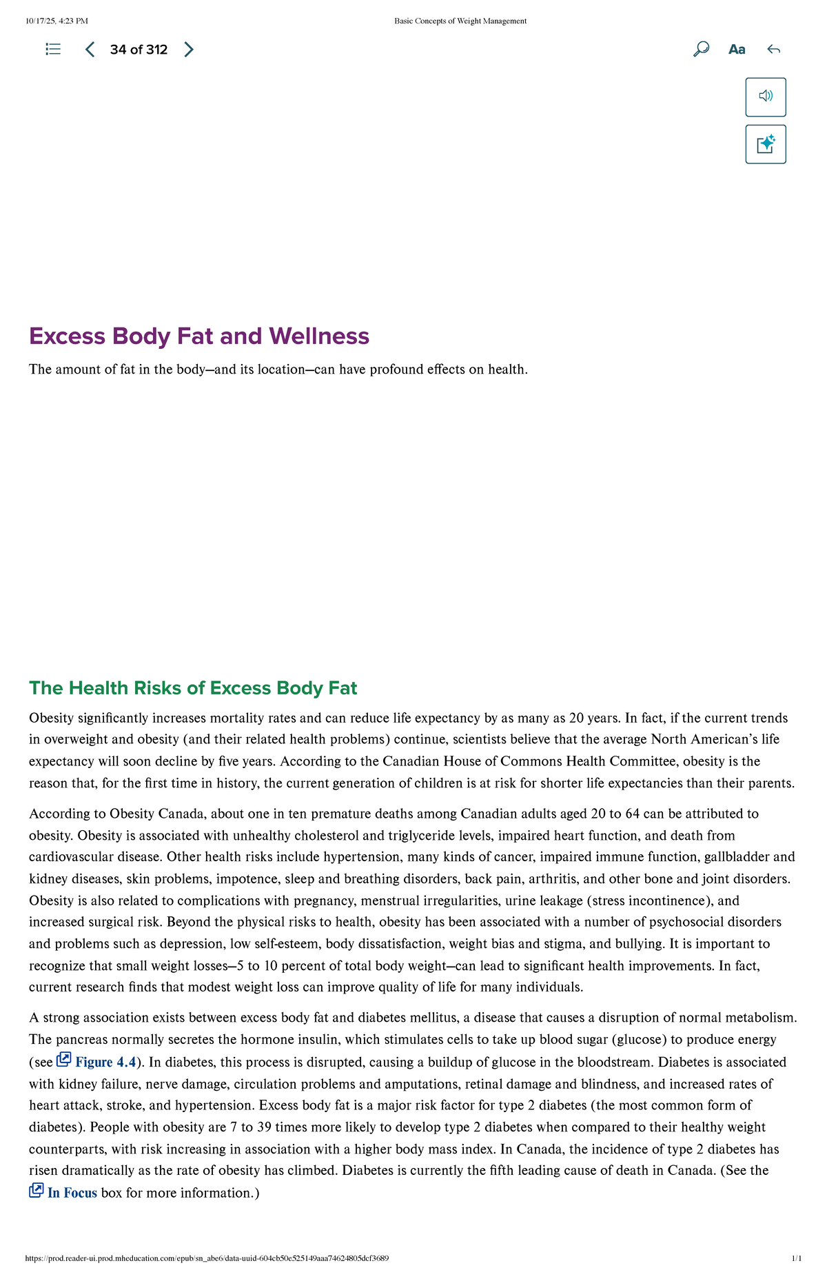 4:23 PM Basic Concepts of Weight Management: Health Risks of Obesity ...