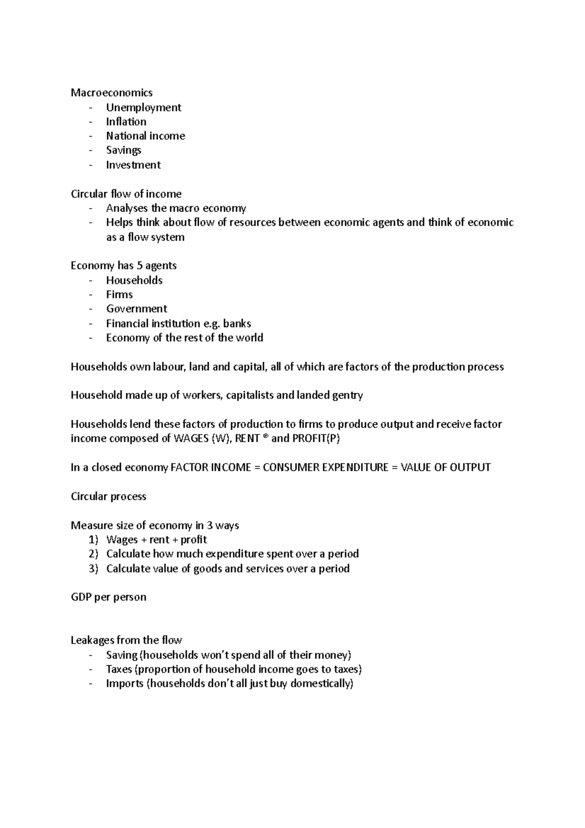 Doc22 - Lecture Notes 6 on Macroeconomics Concepts and Terms - Studocu