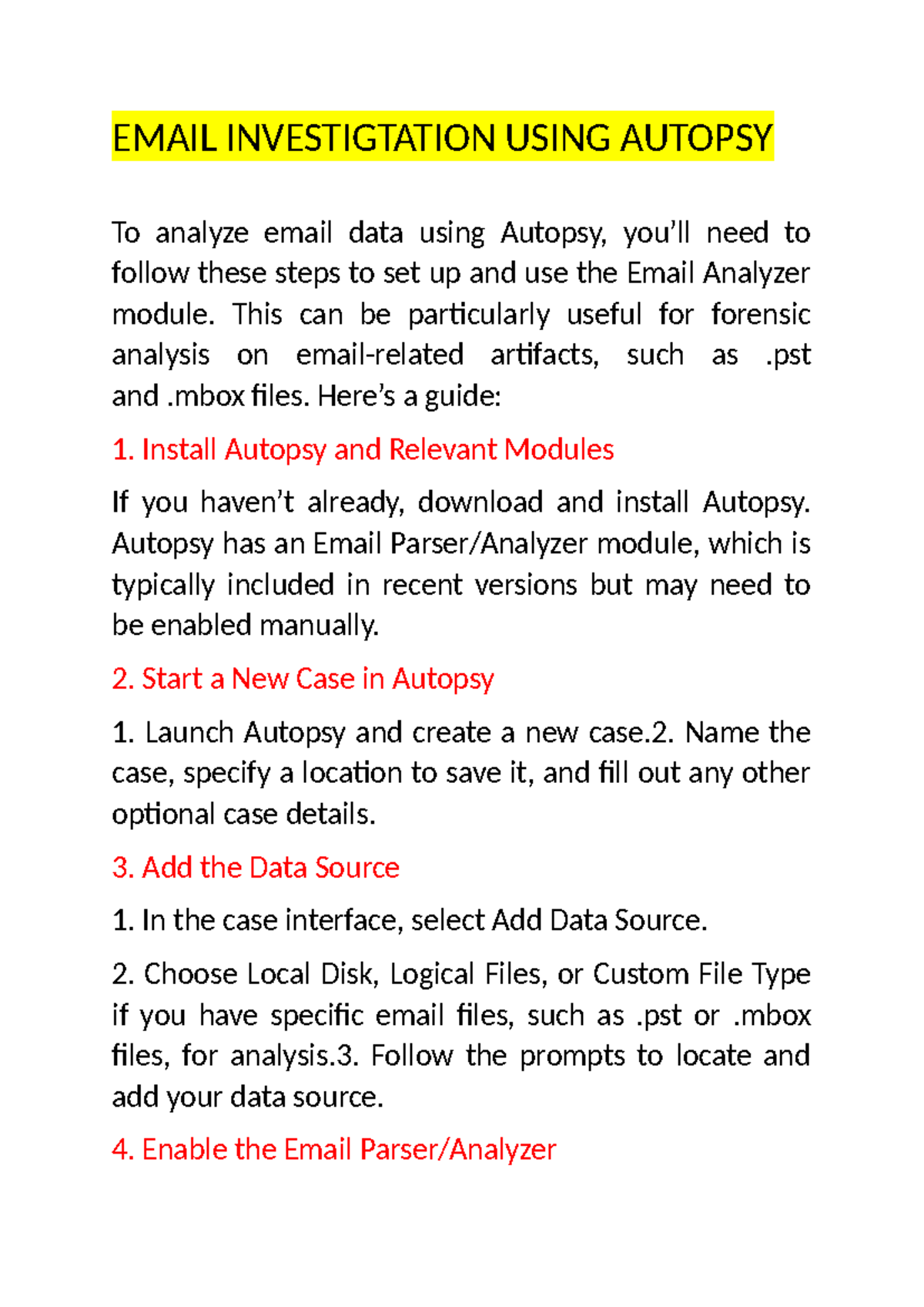 EMAIL ANALYSIS USING AUTOPSY: A FORENSIC GUIDE - Studocu