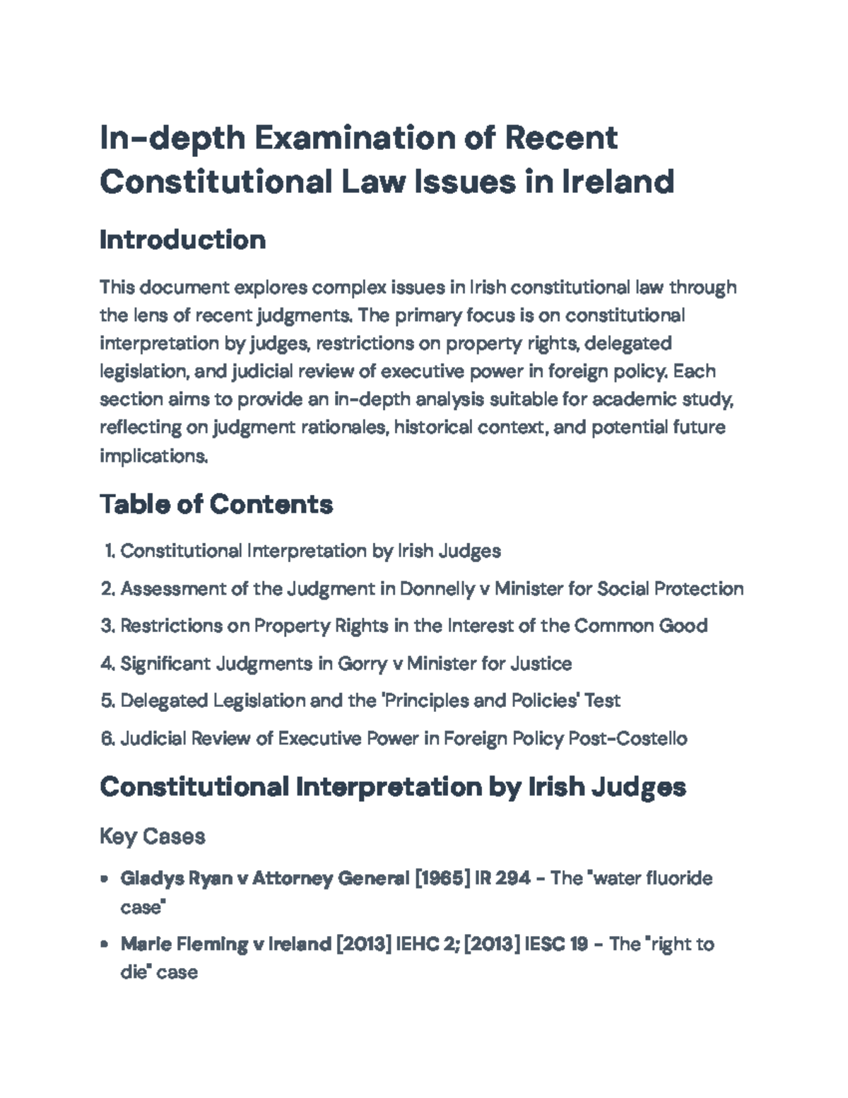 In-depth Analysis of Recent Irish Constitutional Law Issues (LAW 301 ...