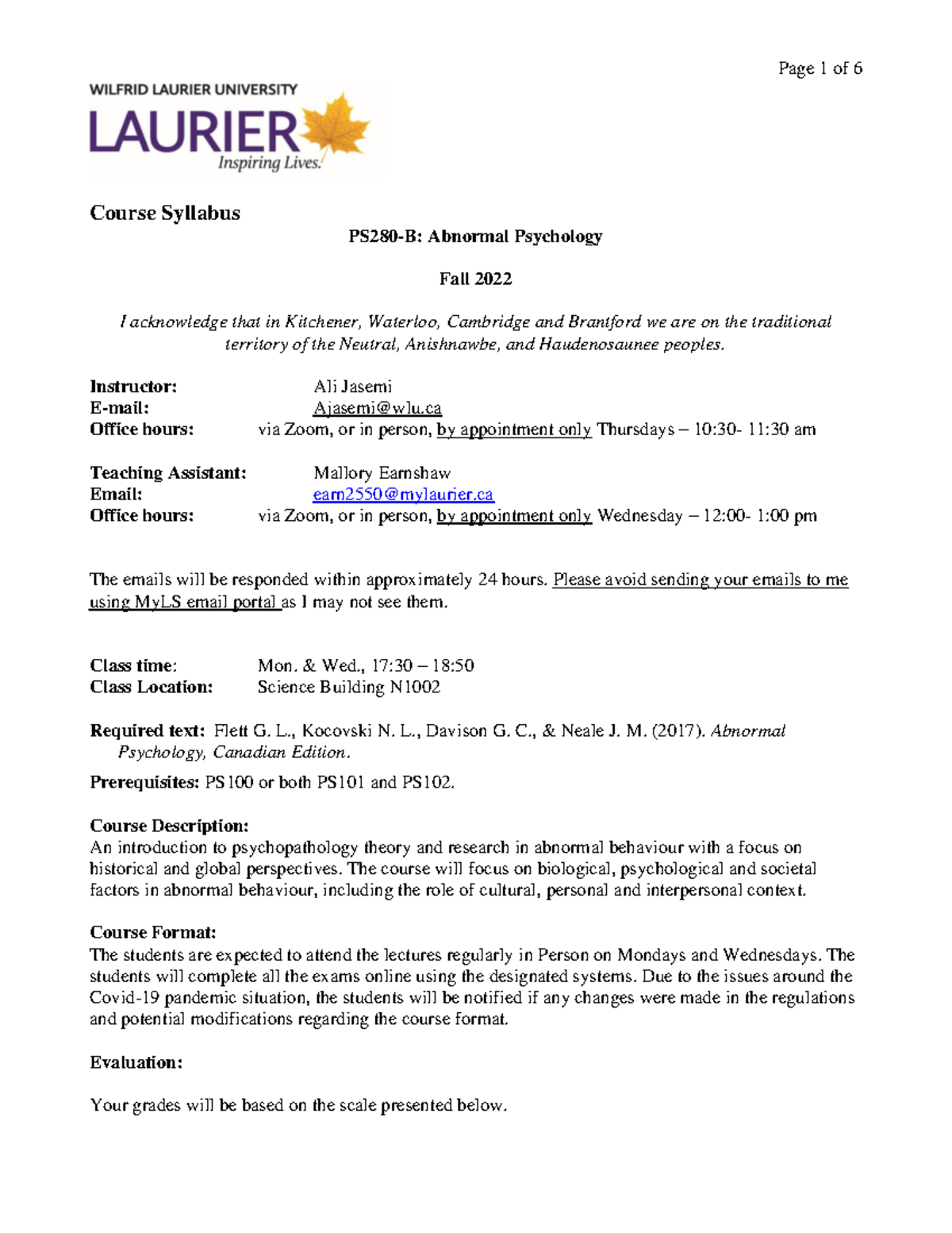 Syllabus - PS389: POSITIVE PSYCHOLOGY Spring 2022 Instructor