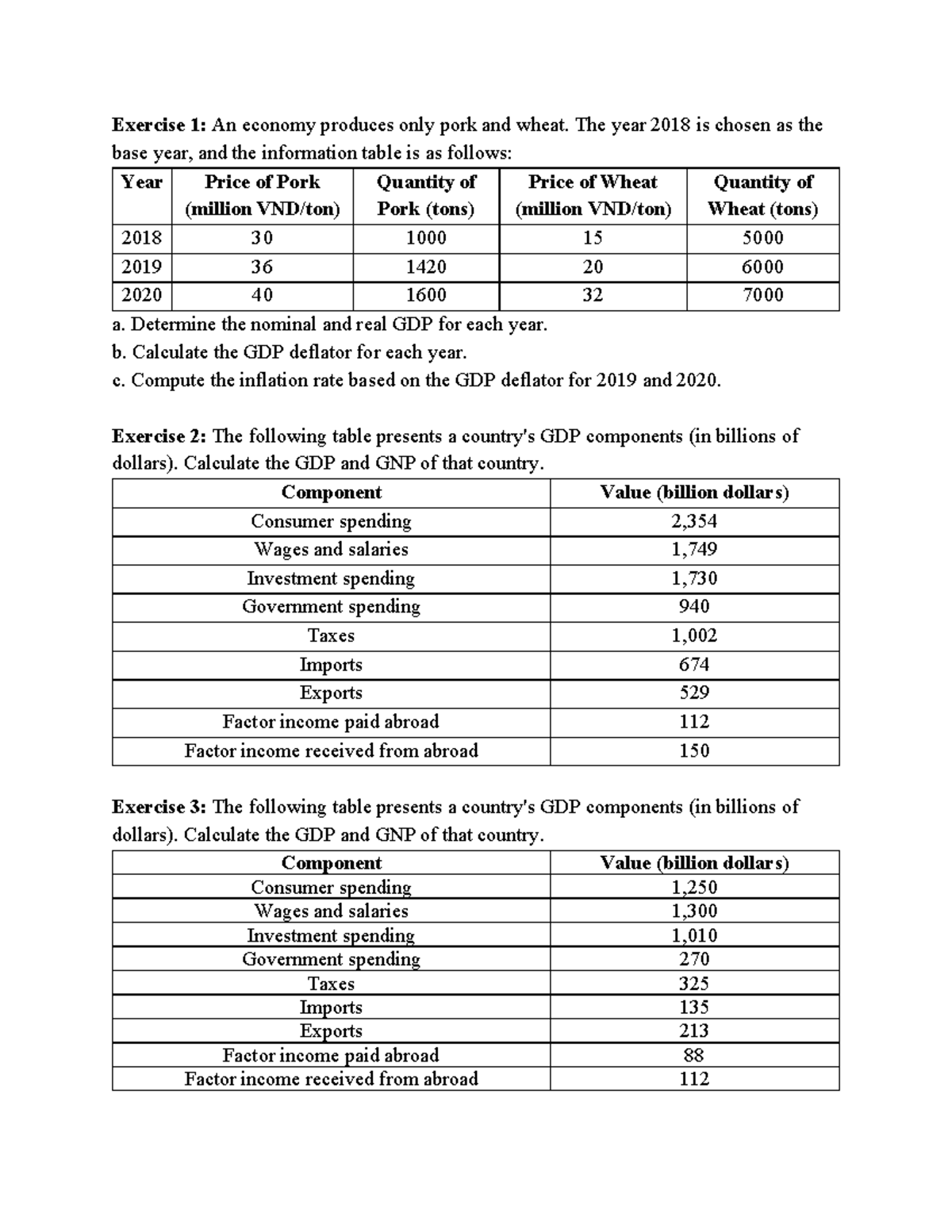 Economics Exercise Chapter 2: GDP & Inflation Calculations - Studocu