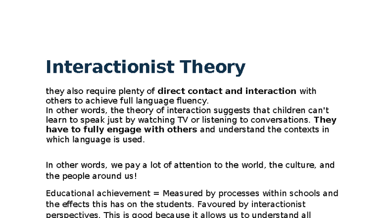Interactionist Theory: Understanding Language Learning & Educational ...