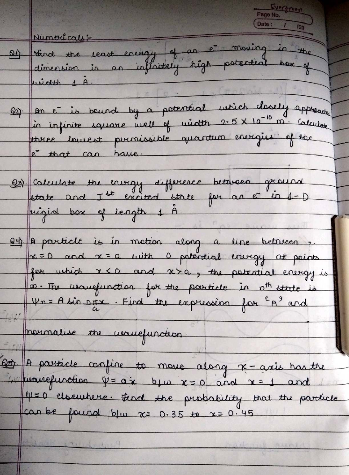 Physics - Important Questions on Quantum Mechanics and Energy Levels ...