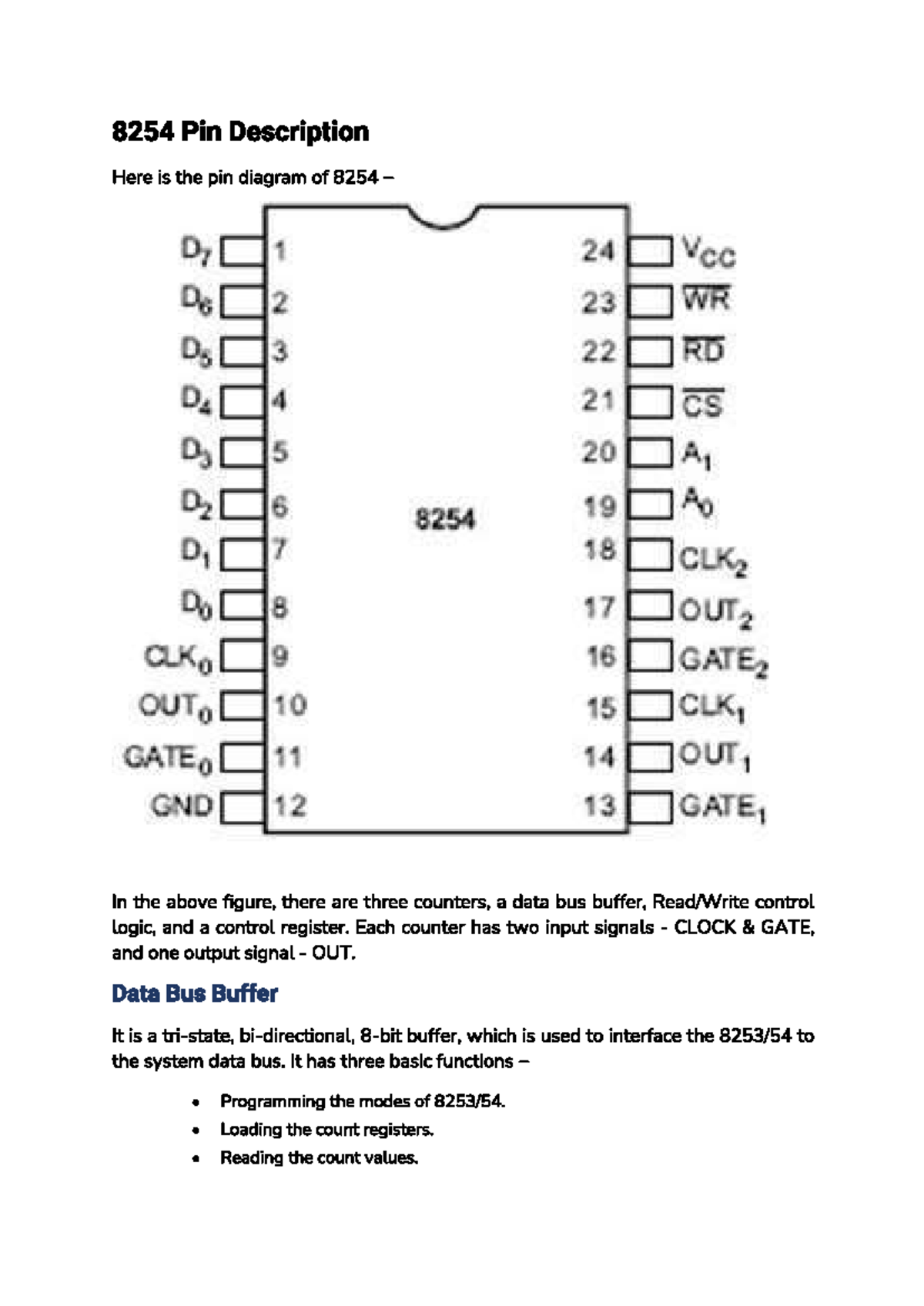 8254 Pin Description - Electrical engineering - Studocu