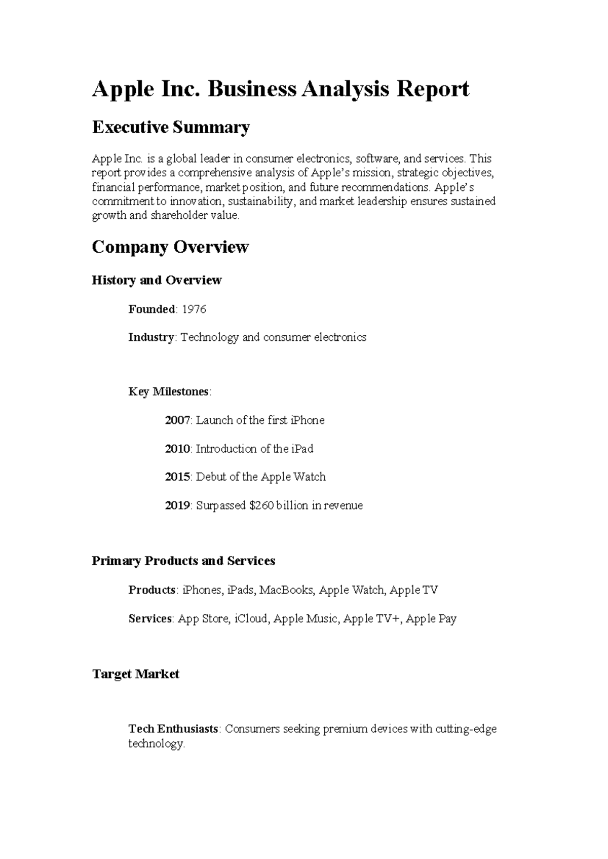 Apple Inc. Business Analysis Report - Apple Inc. Business Analysis ...