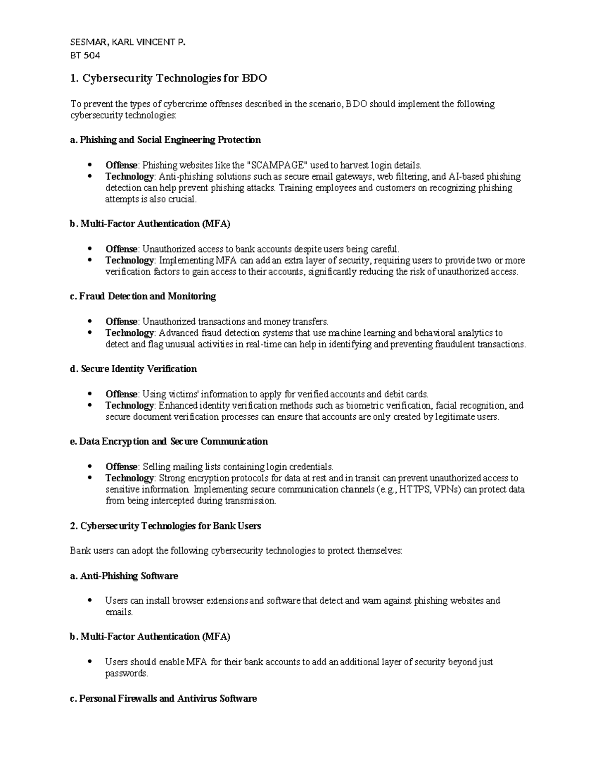 05 Assignment 01 - activity - SESMAR, KARL VINCENT P. BT 504 1 ...