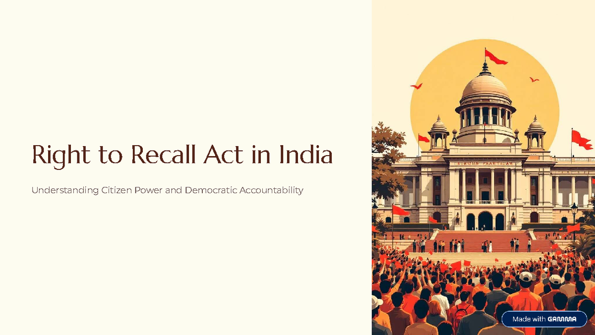 Right to Recall Act in India: Analyzing Citizen Power & Accountability ...