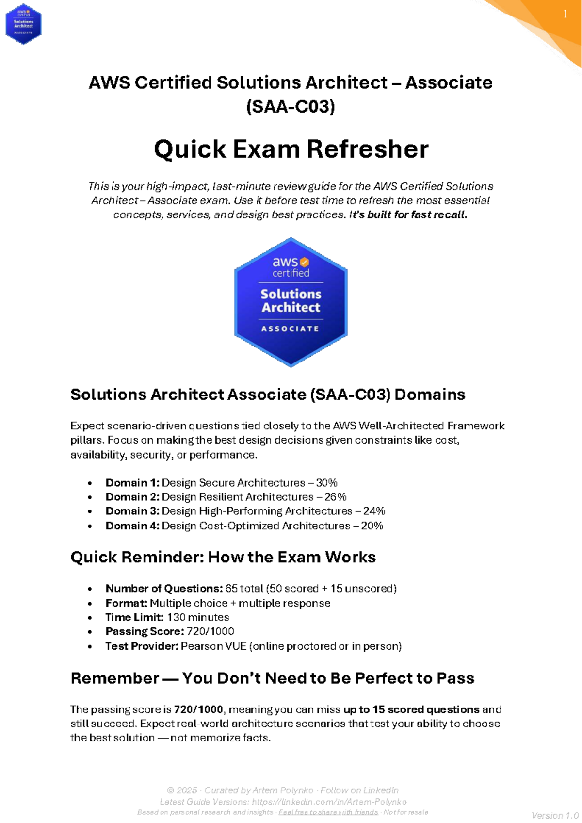 AWS Certified Solutions Architect Associate Exam Notes: Quick Review ...
