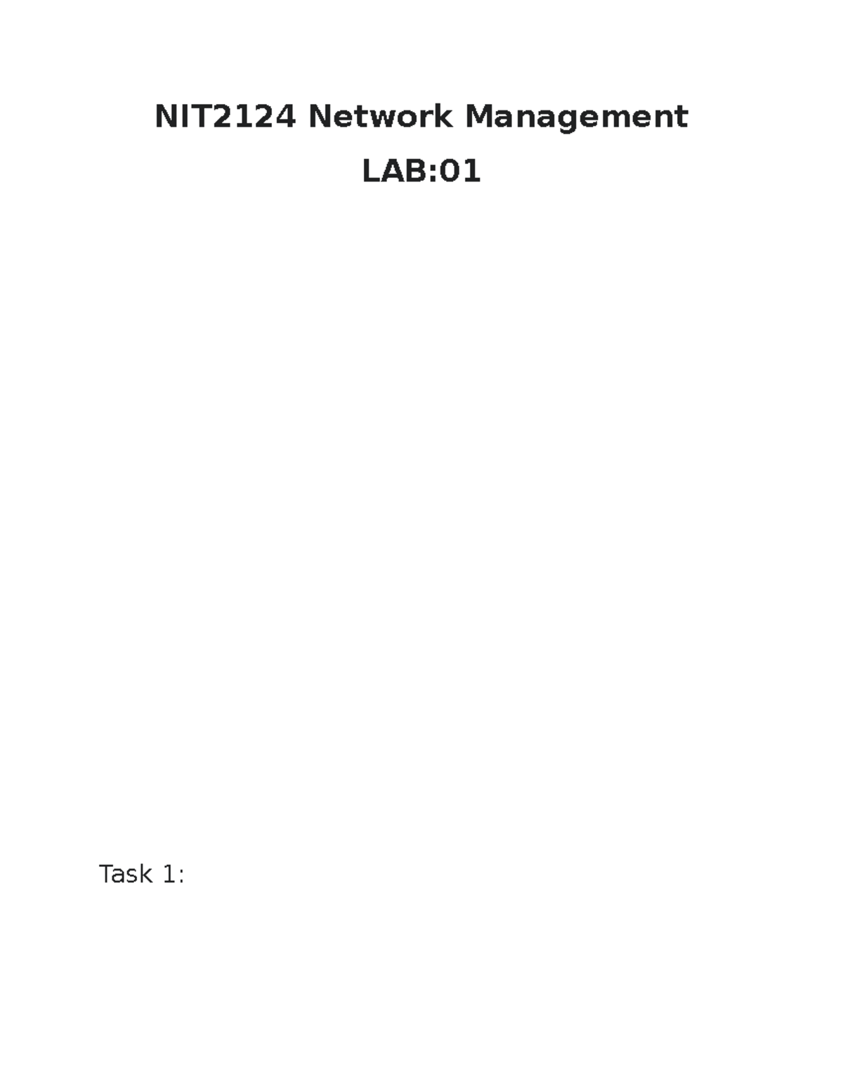 NIT2124 Network Management Lab 01 - Task Guide and Notes - Studocu