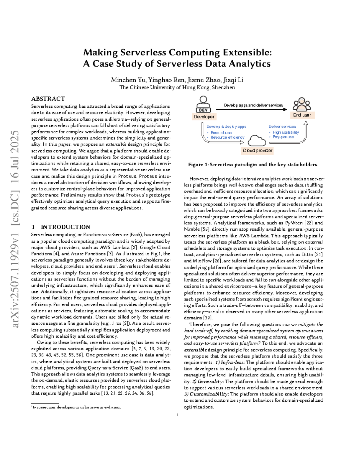 Making Serverless Computing Extensible: A Case Study on Data Analytics ...